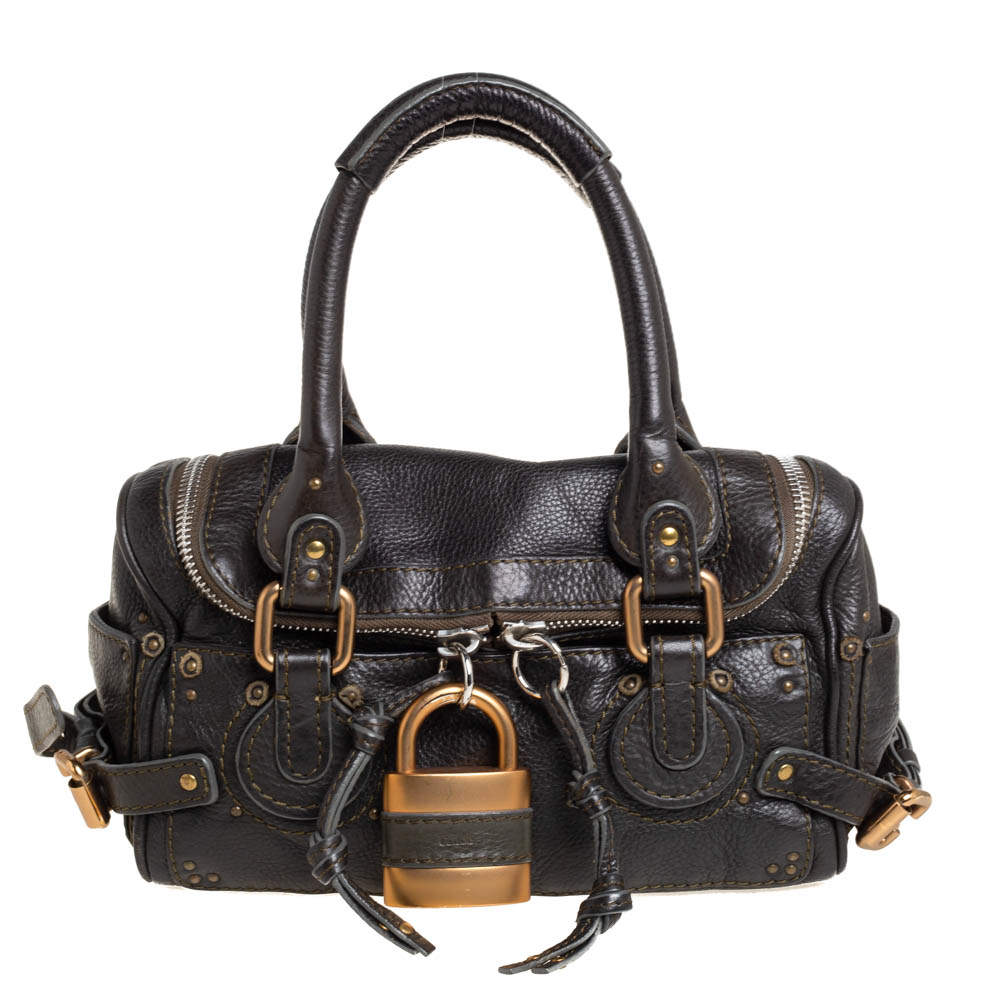 Pre Owned Chloé Olive Green Leather Paddington Satchel