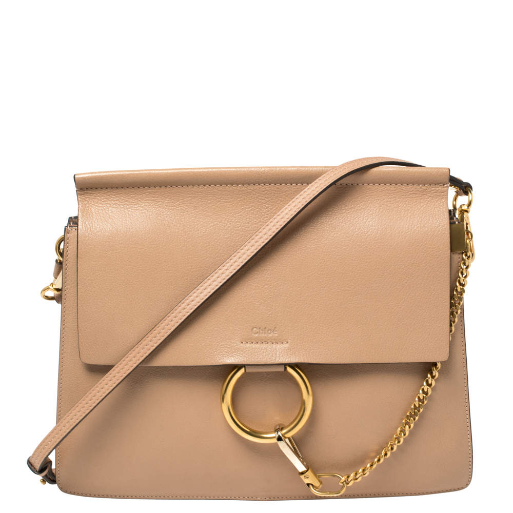 مملوكة مسبقًا Chloe Beige Leather Medium Faye Shoulder Bag