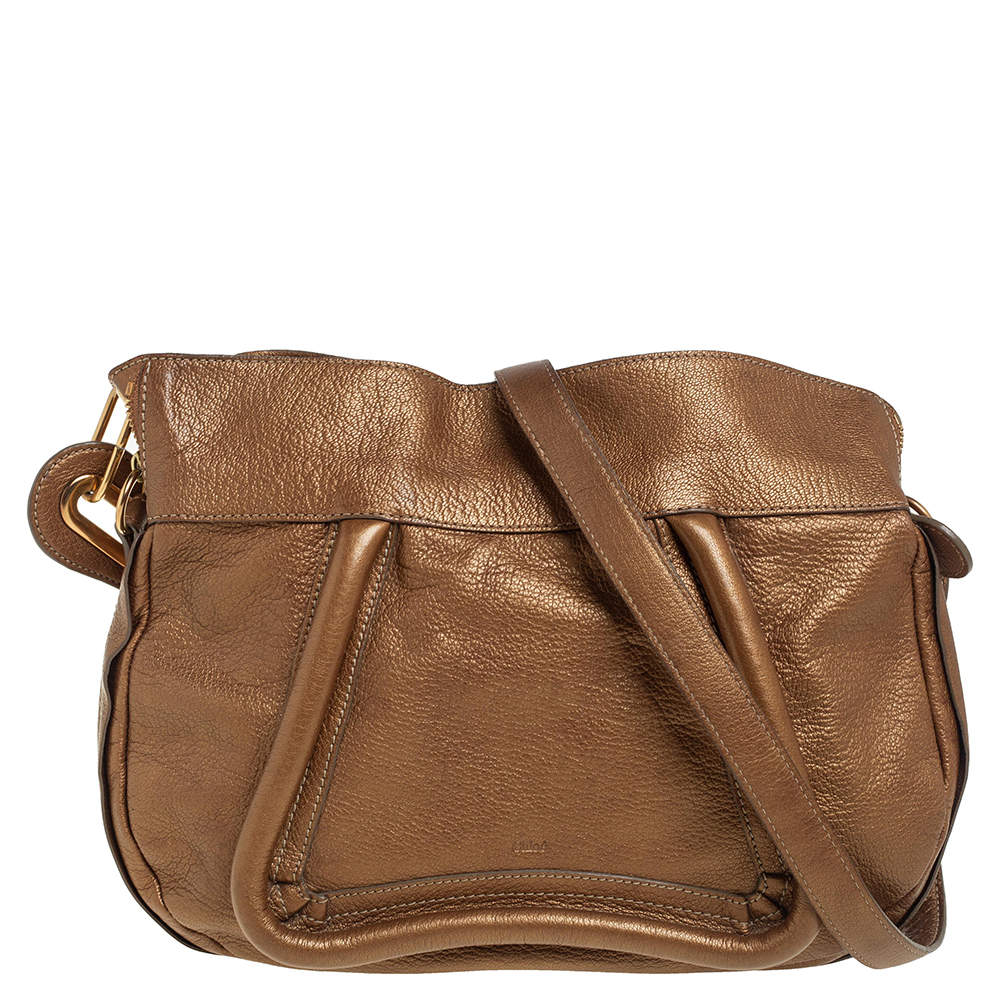 Pre Owned Chloe Gold Leather Paraty Shoulder Bag