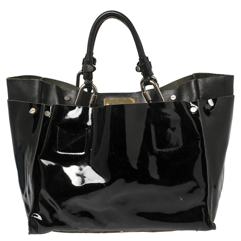 Chloé Black Patent And Leather Cyndi Tote