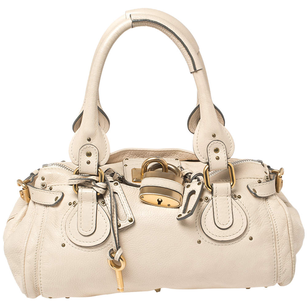 Pre Owned Chloe Cream Leather Paddington Satchel