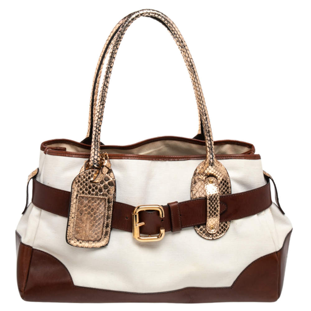 Chloe Multicolor Leather, Canvas and Python Tote