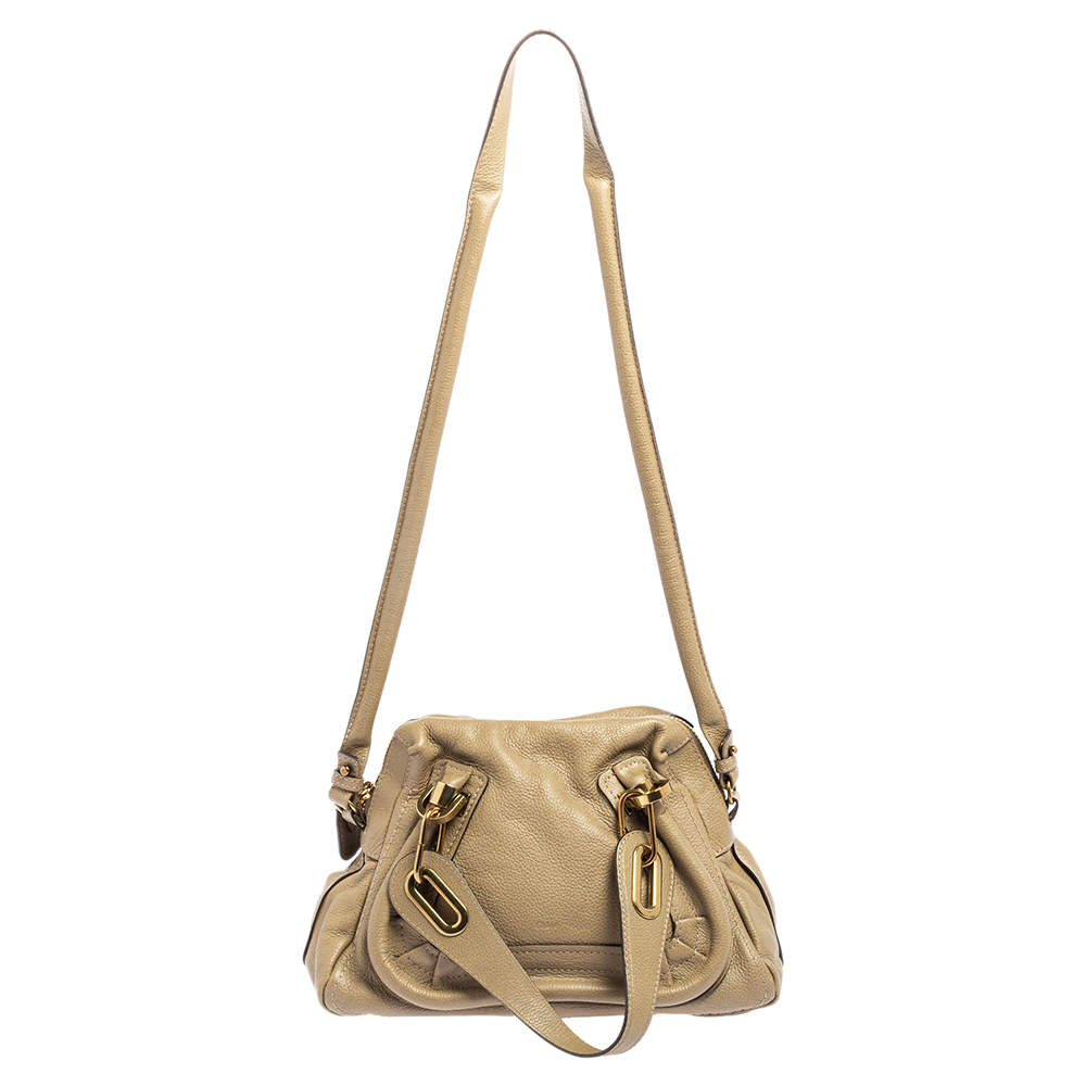 Pre Owned Chloe Khaki Green Leather Small Paraty Satchel