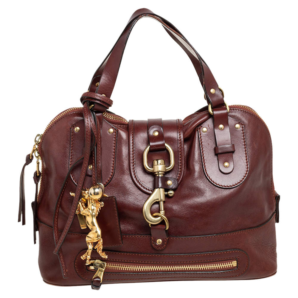 Pre Owned Chloe Brown Leather Kerala Dome Satchel