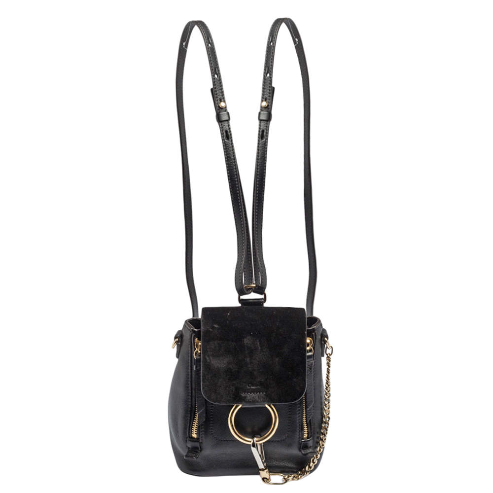 Chloe Black Leather and Suede Mini Faye Day Backpack Chloe TLC