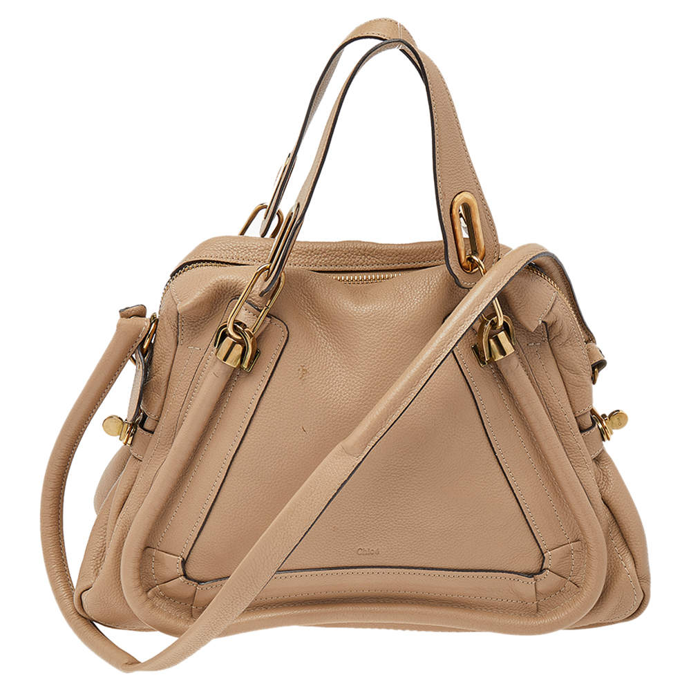 Pre Owned Chloe Beige Leather Medium Paraty Shoulder Bag