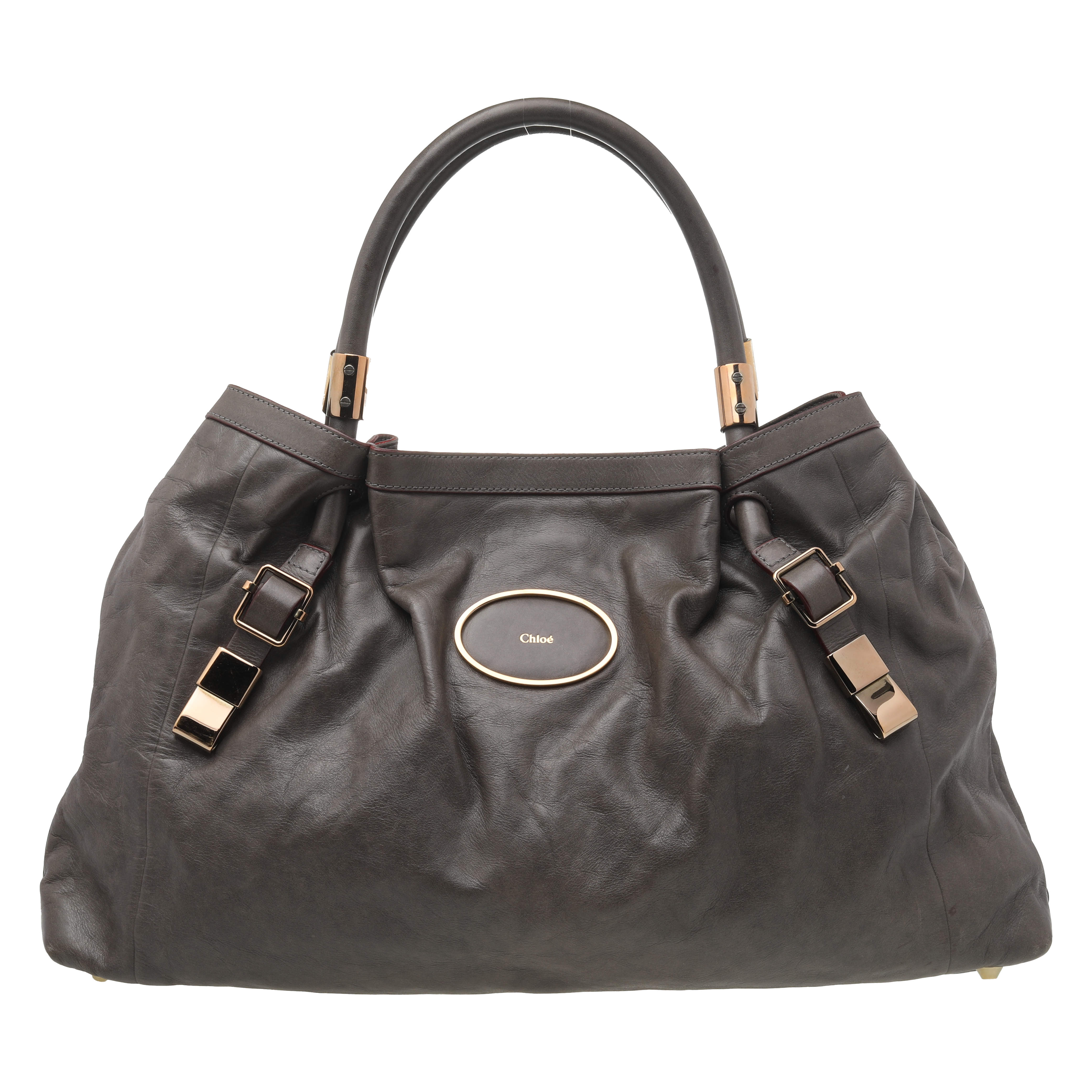 Pre Owned Chloe Dark Olive Leather Victoria Tote