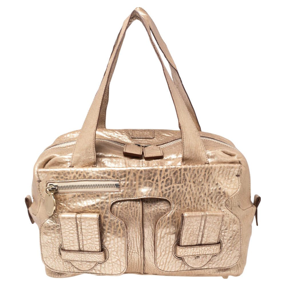 Pre Owned Chloe Gold Leather Saskia Satchel