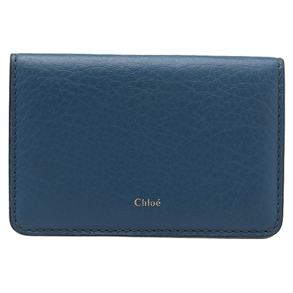 Pre Owned Chloe Navy Blue Leather Card Case