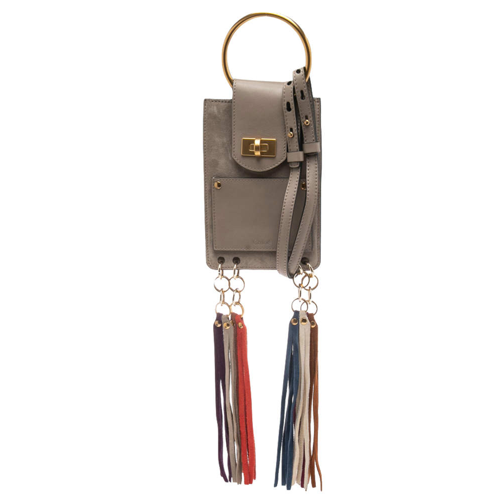 Chloe Beige Suede and Leather Mini Jane Bracelet Bag