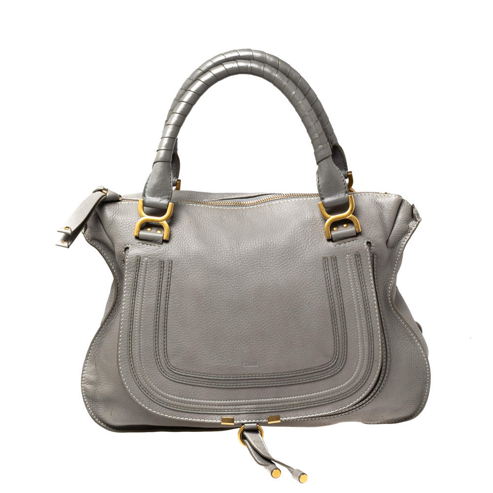 Pre Owned Chloe Grey Leather Large Marcie Satchel