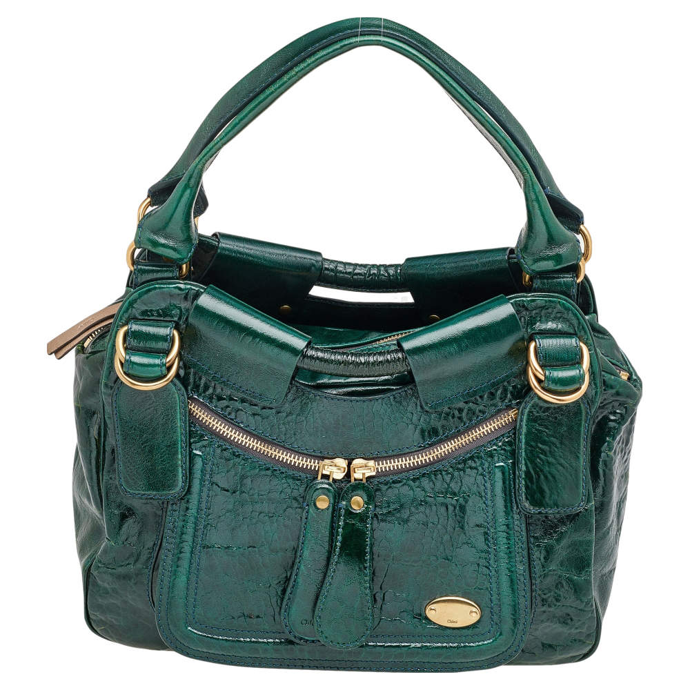 Pre Owned Chloe Green Leather Large Bay Satchel