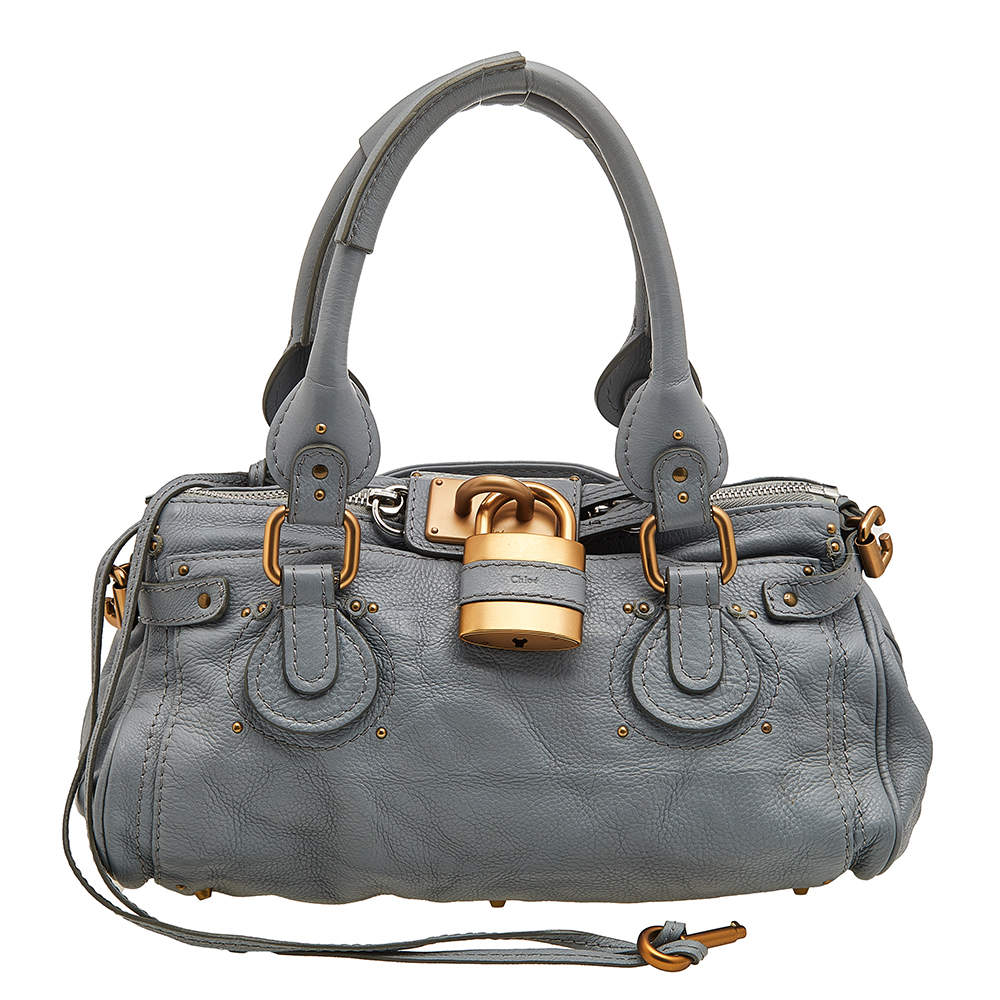 Pre Owned Chloe Powder Blue Leather Medium Paddington Satchel
