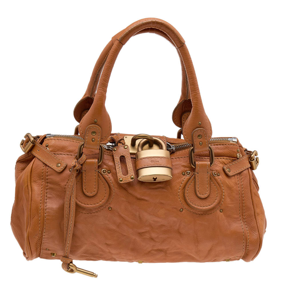 Pre Owned Chloe Rust Orange Leather Medium Paddington Satchel