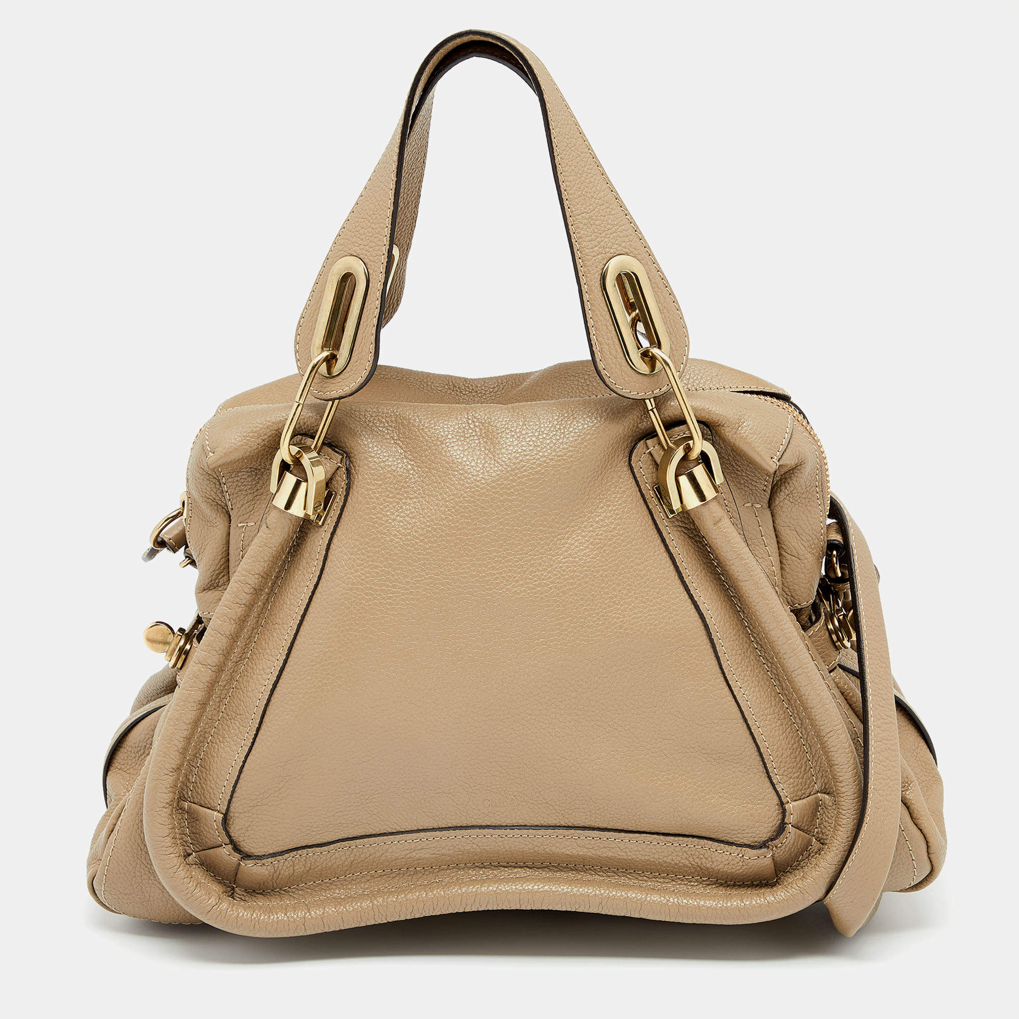 Pre Owned Chloe Beige Leather Medium Paraty Satchel