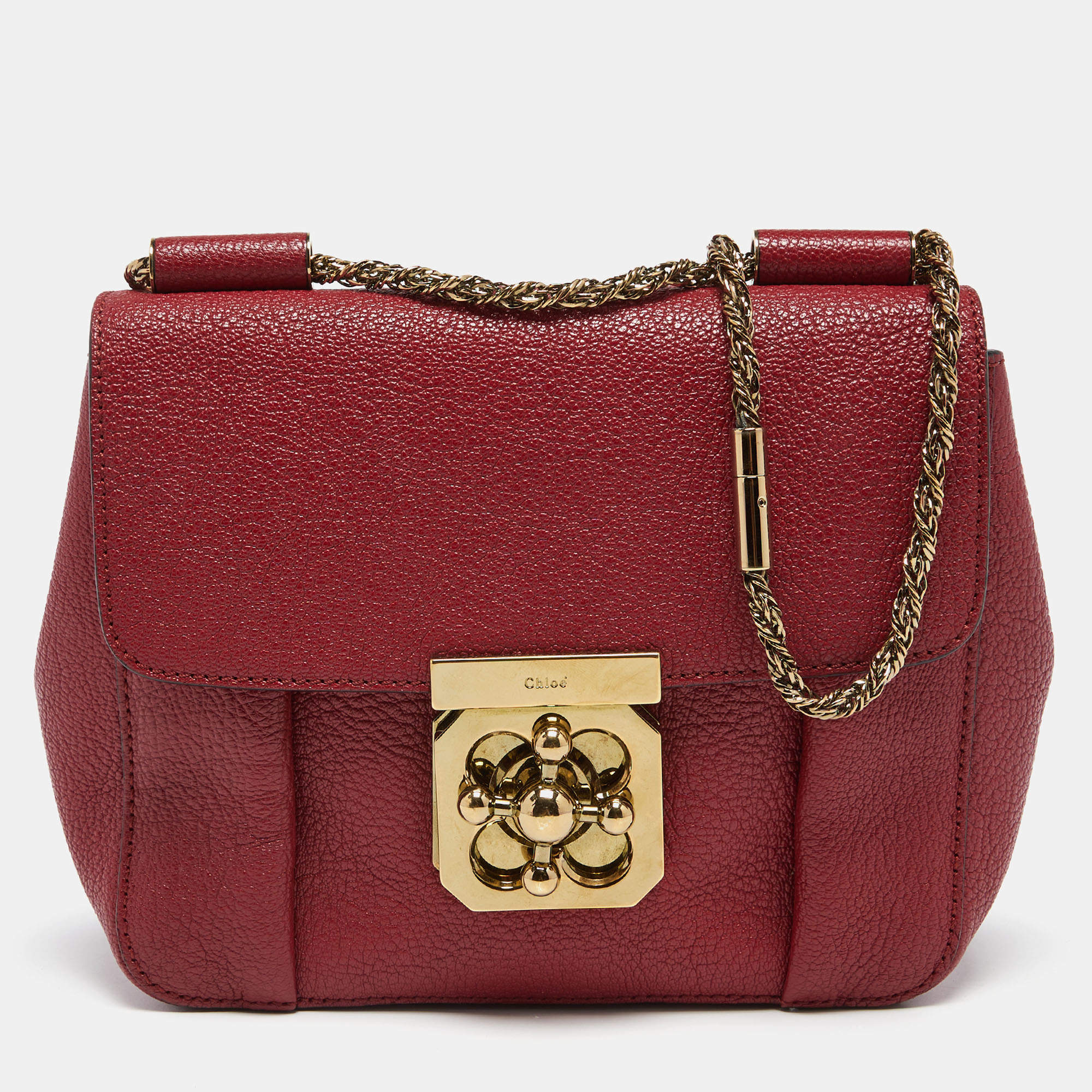 Pre Owned Chloé Red Leather Small Elsie Shoulder Bag
