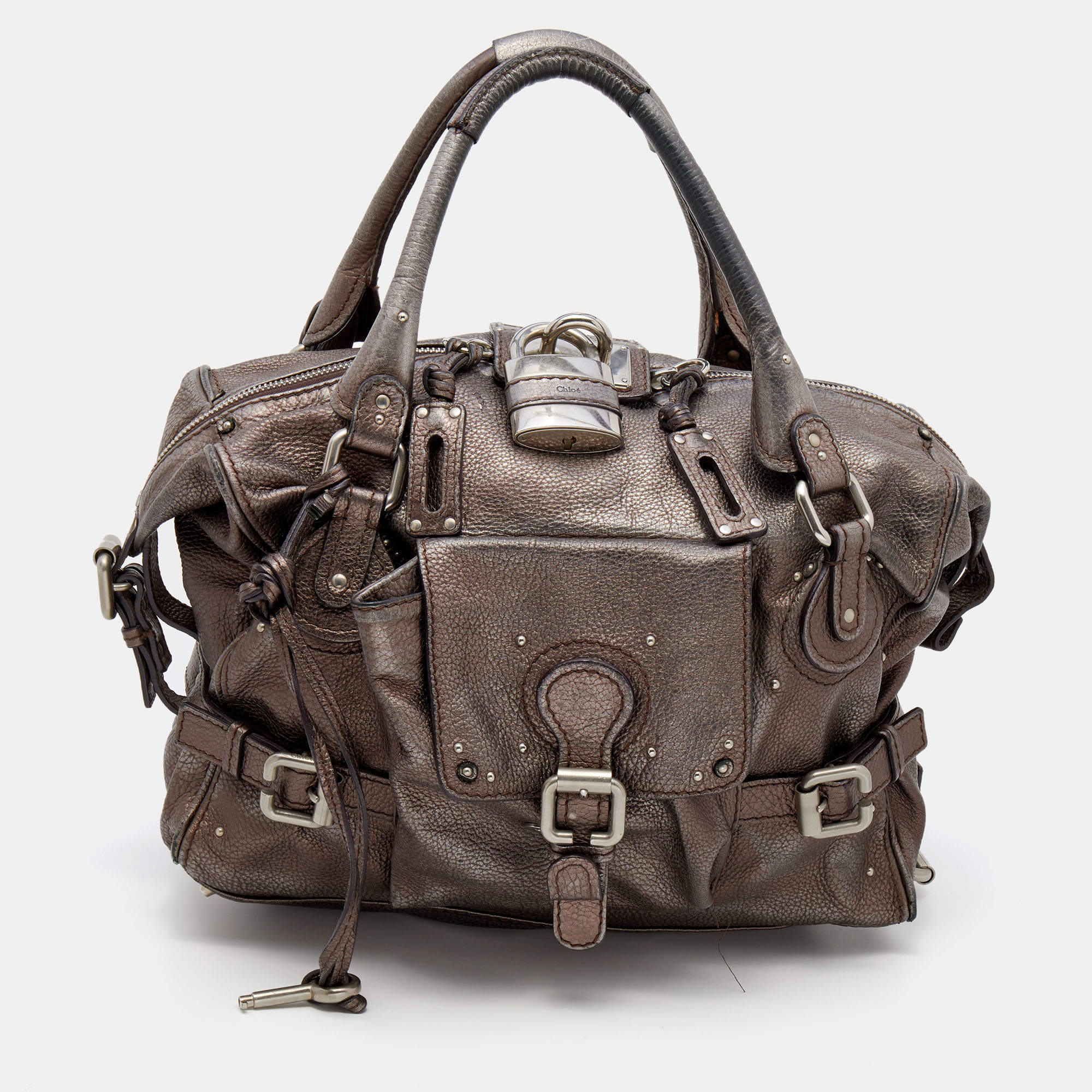 Pre Owned Chloe Metallic Brown Leather Paddington Satchel