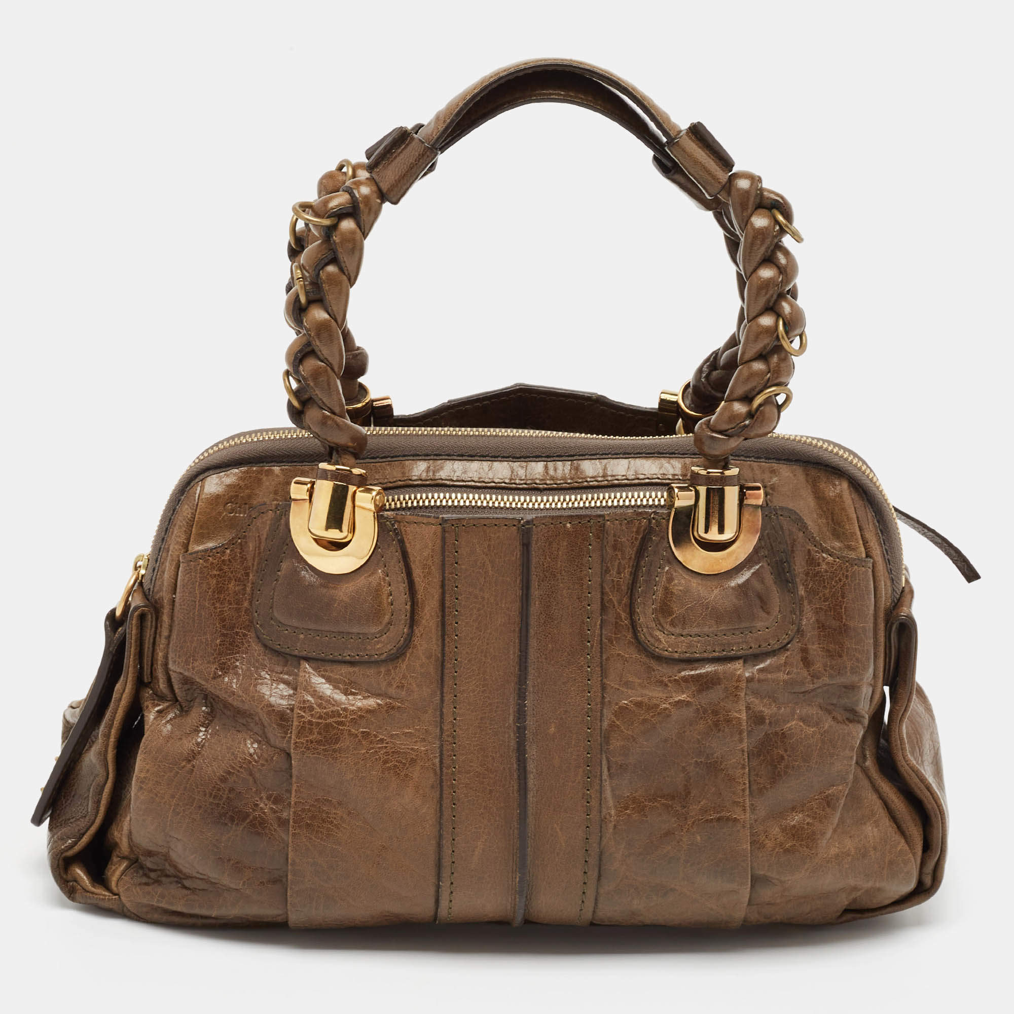 Pre Owned Chloe Dark Olive Leather Heloise Satchel