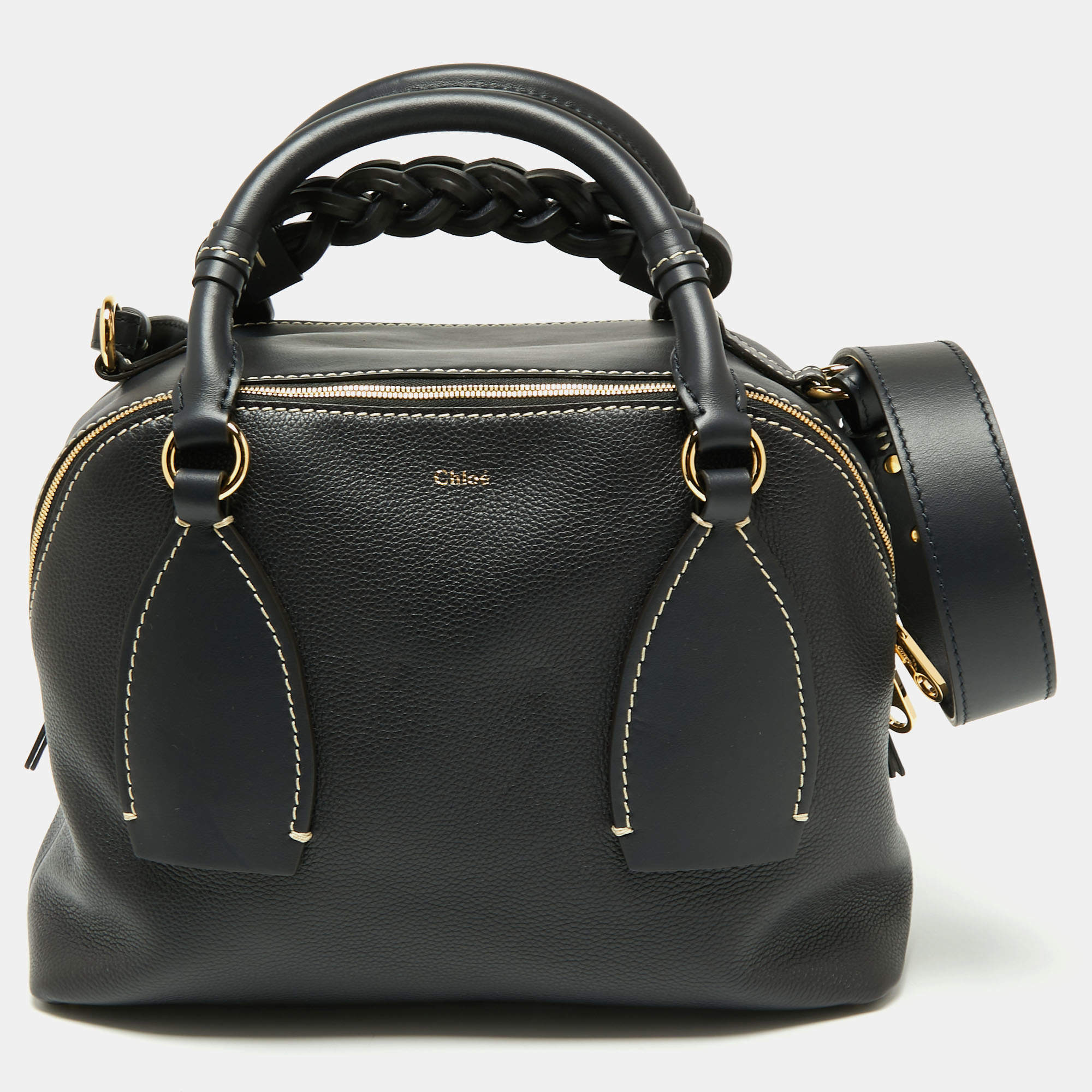 Pre Owned Chloe Black Leather Medium Daria Satchel