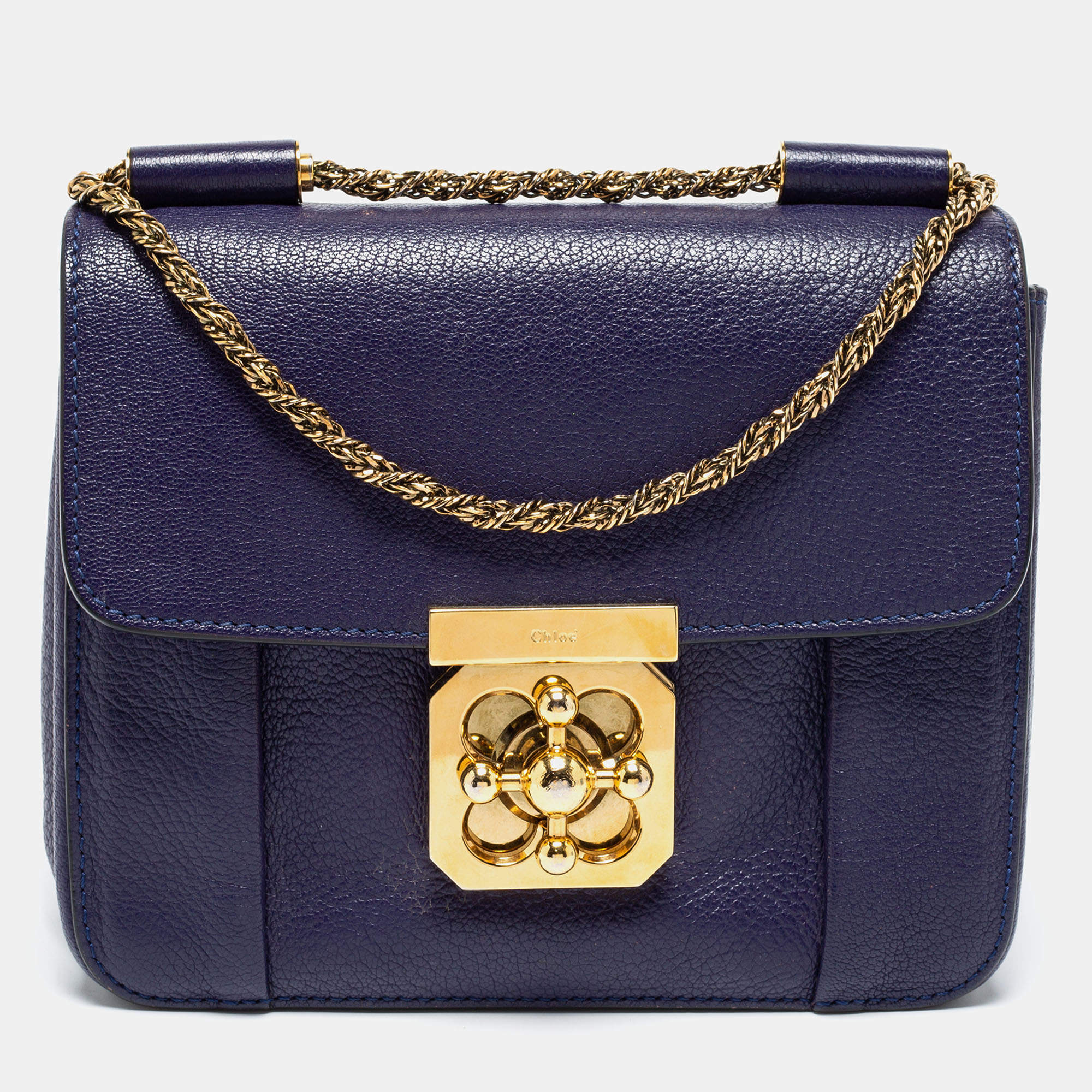 Pre Owned حقيبة كتف كلوي إلسي جلد بنفسجي صغيرة