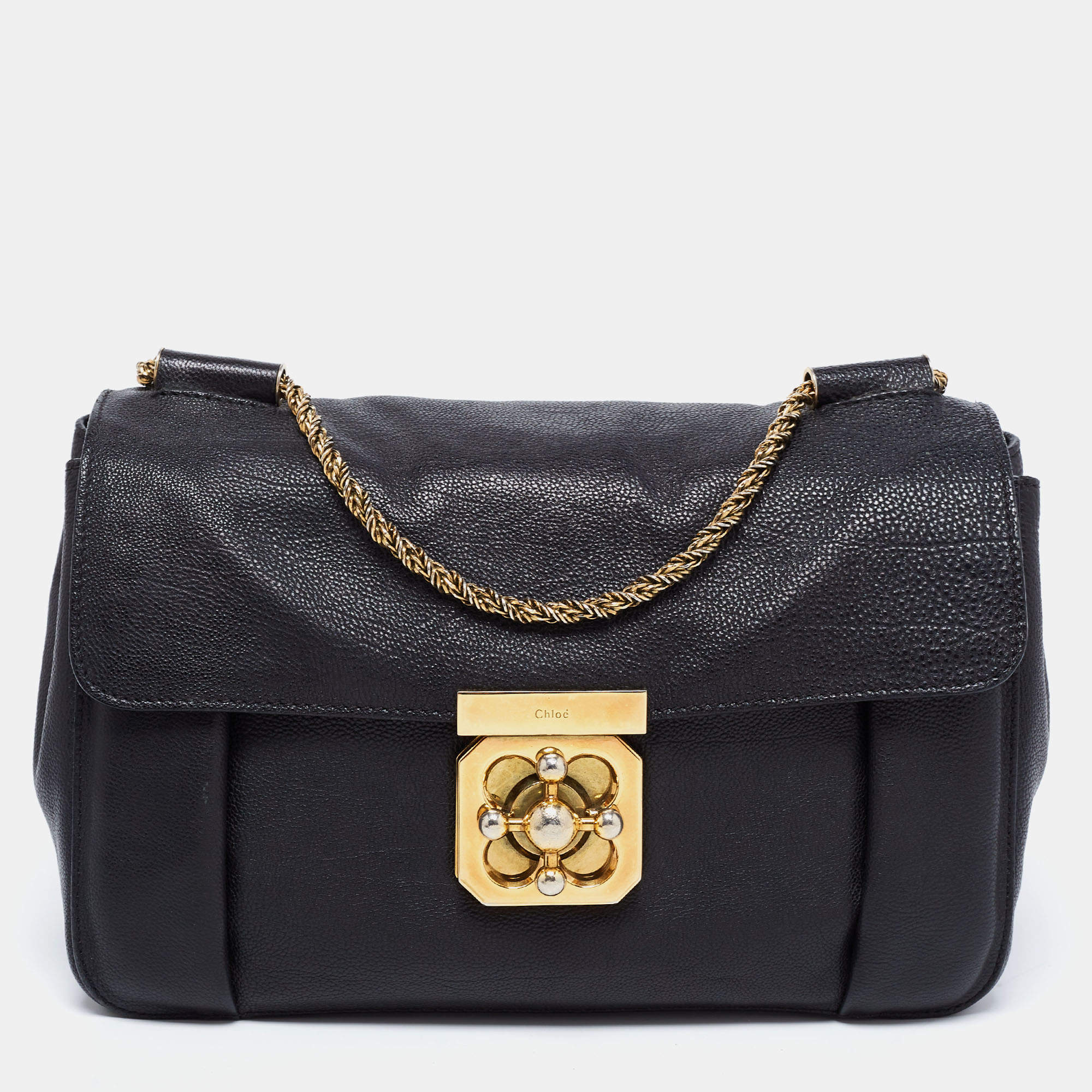 Pre Owned حقيبة كتف كلوي إيلسي جلد أسود متوسطة 