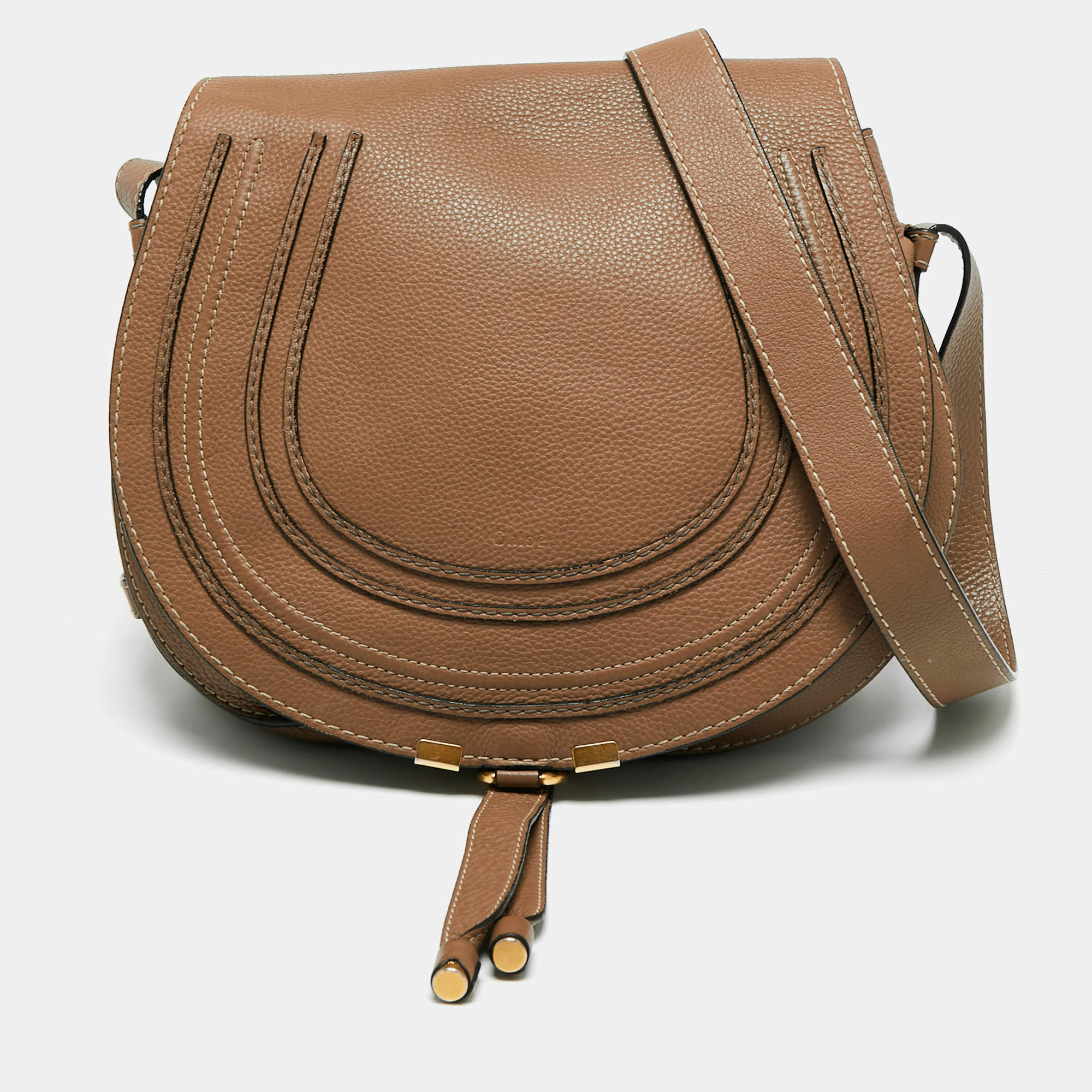 Pre Owned Chloe Brown Leather Medium Marcie Crossbody Bag
