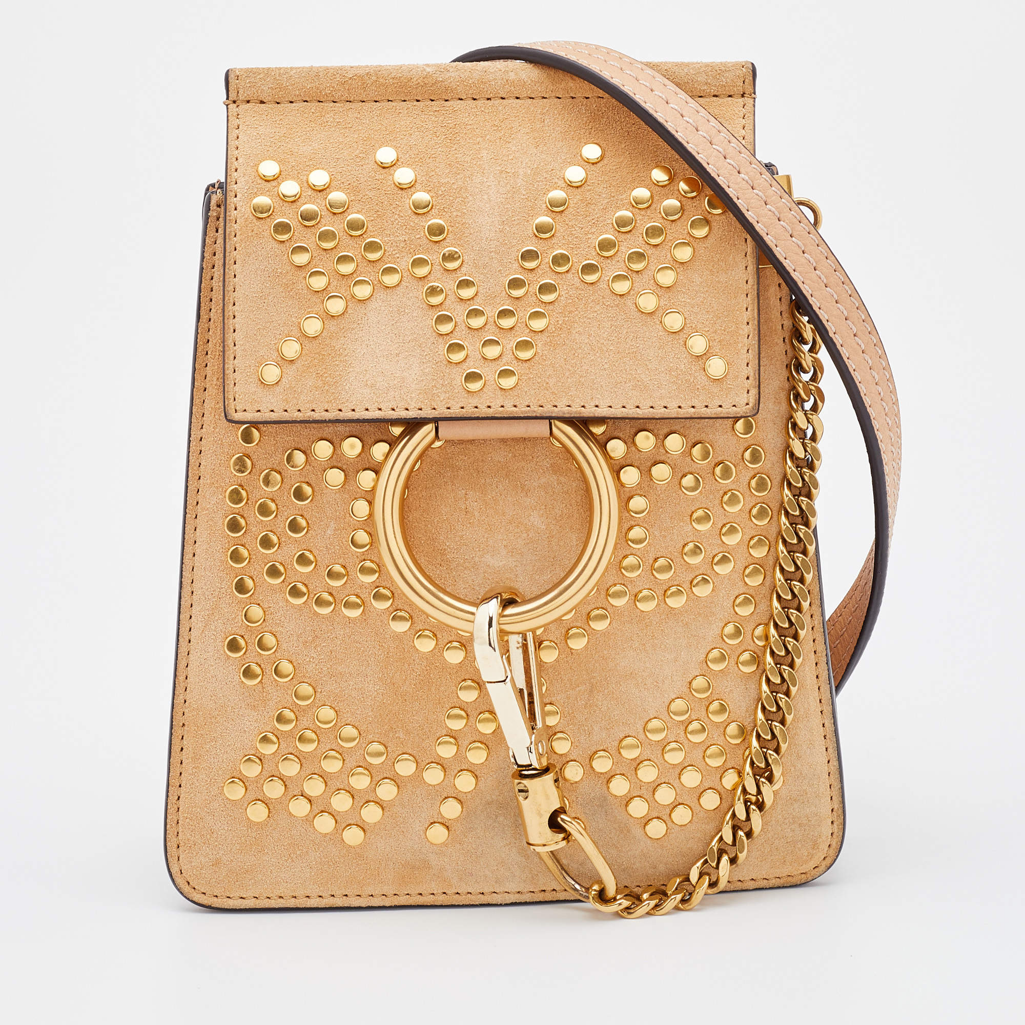 Chloé Beige Leather and Suede Mini Faye Crossbody Bag