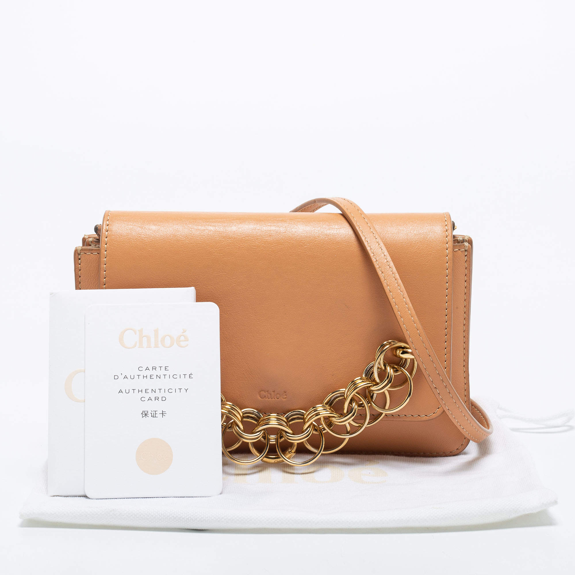 Chloe Beige Leather Drew Bijou Clutch Chloe TLC