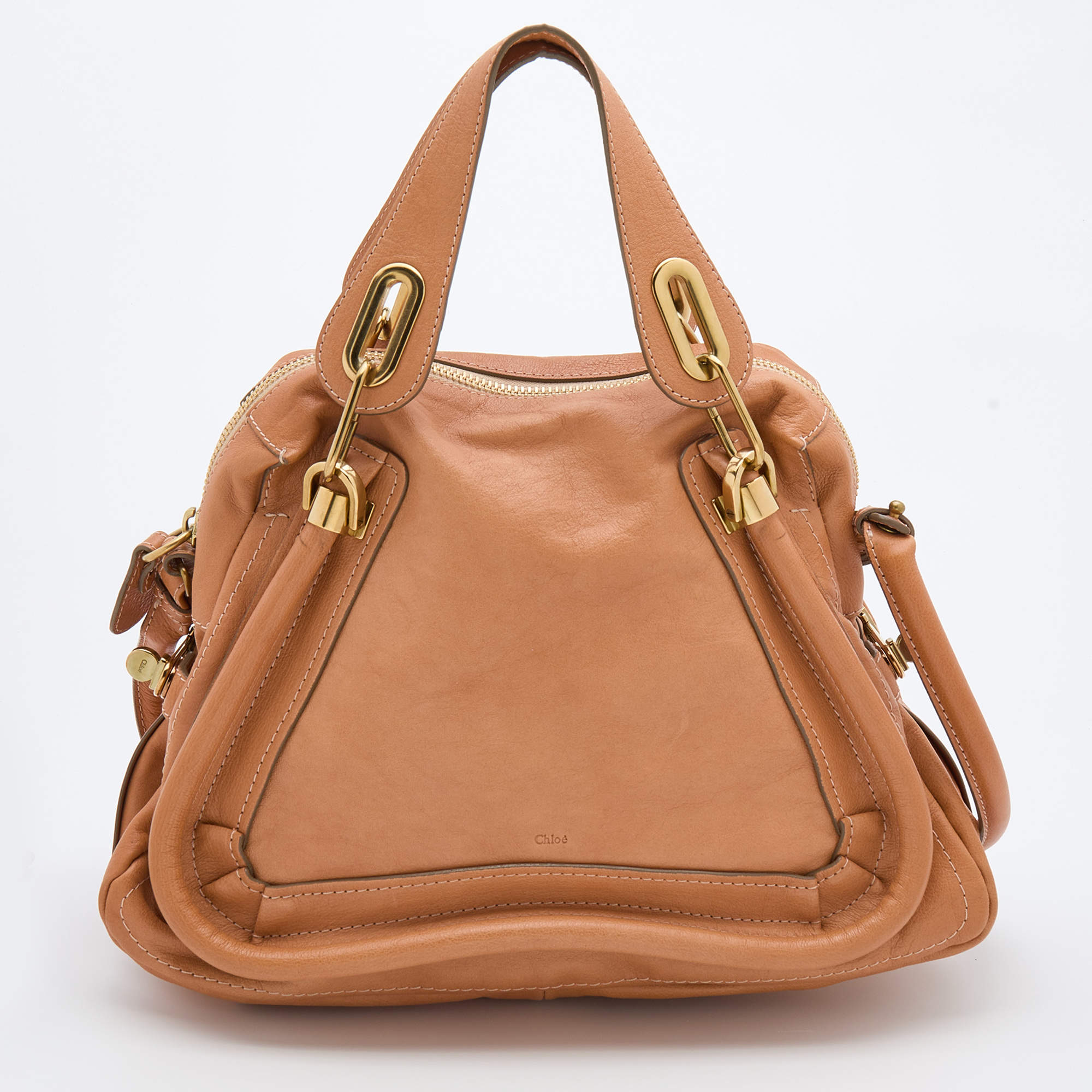Pre Owned Chloe Brown Leather Medium Paraty Satchel