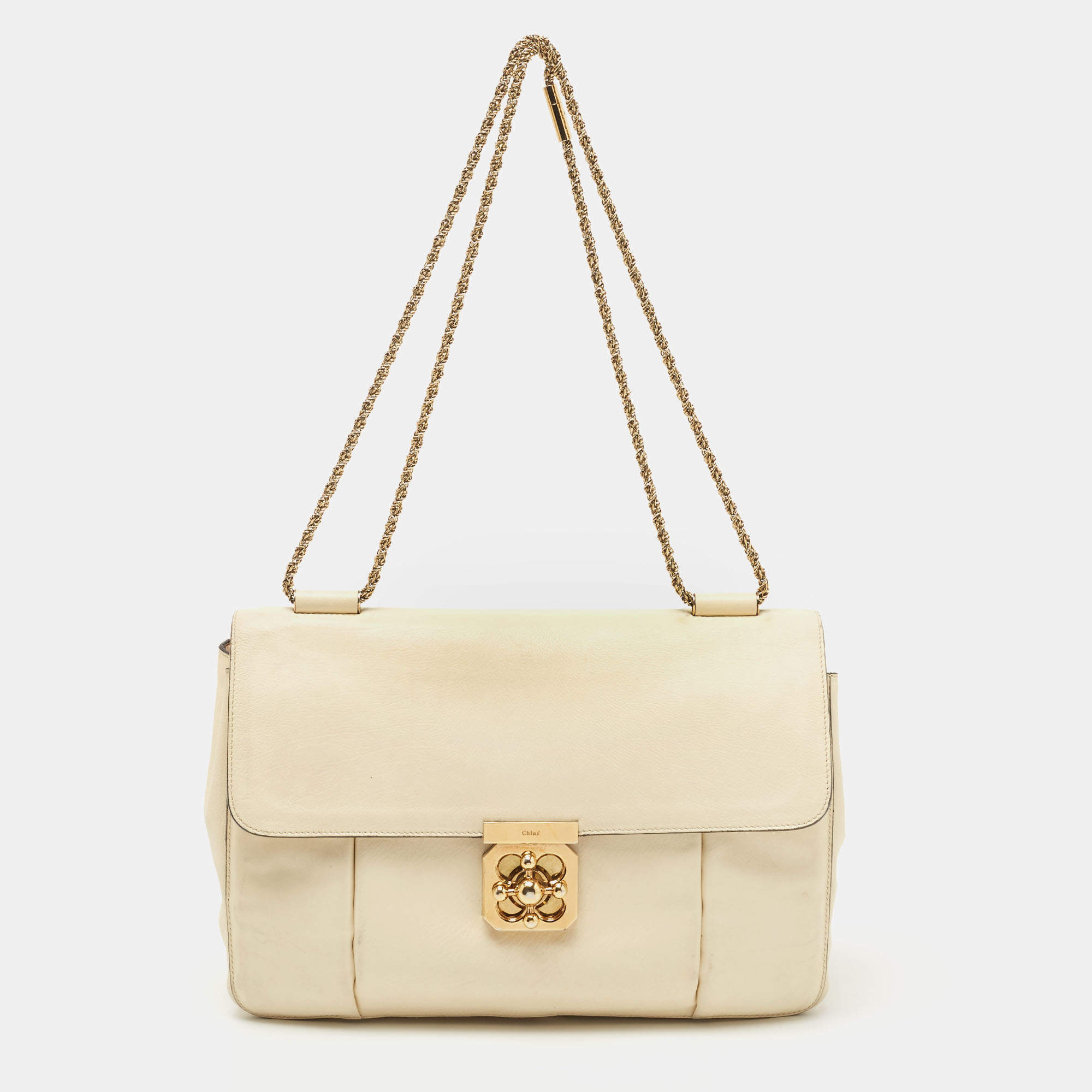 Cream Chloe Elsie Leather Satchel Bag