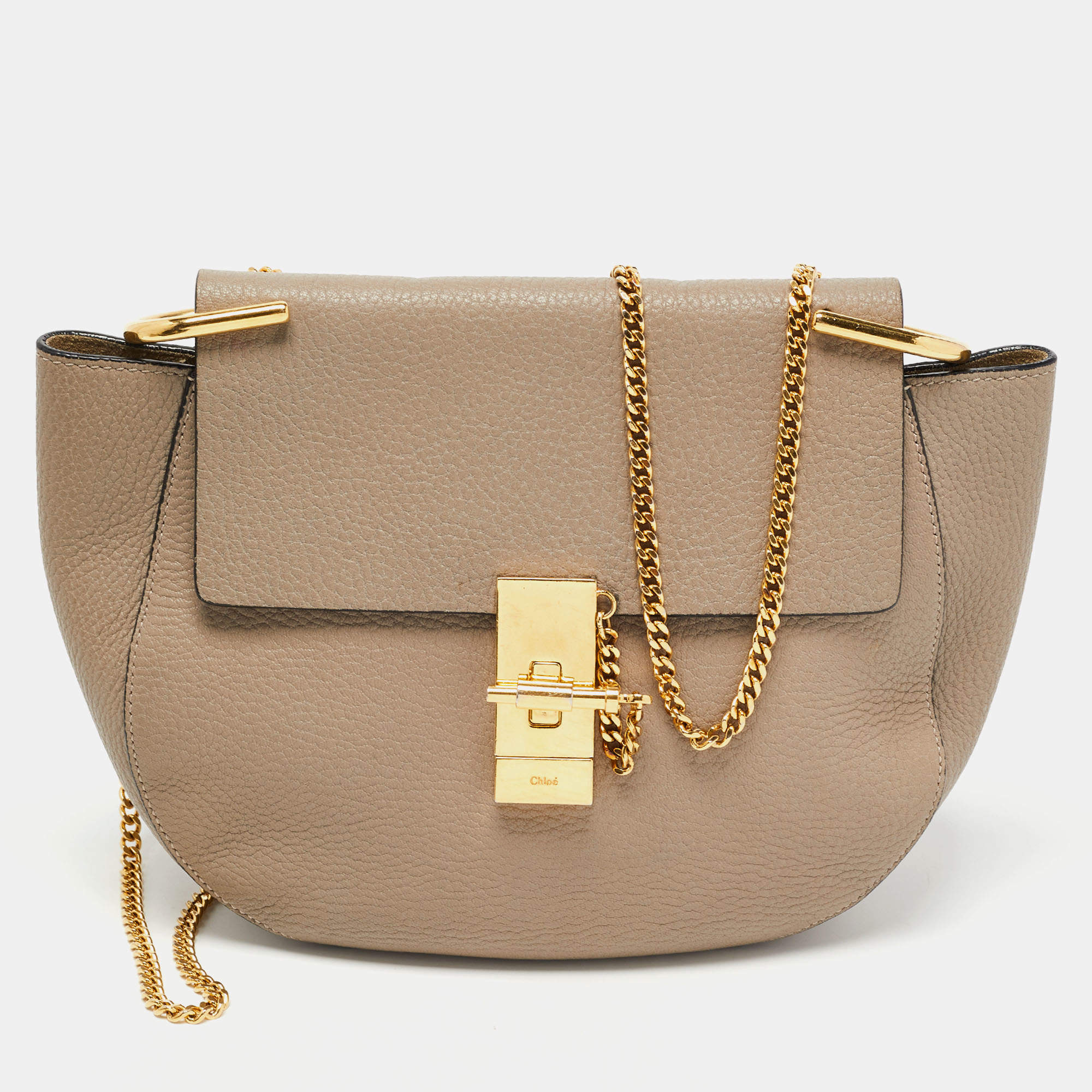 Chloe Beige Leather Small Drew Chain Crossbody Bag Chloe | The Luxury Closet