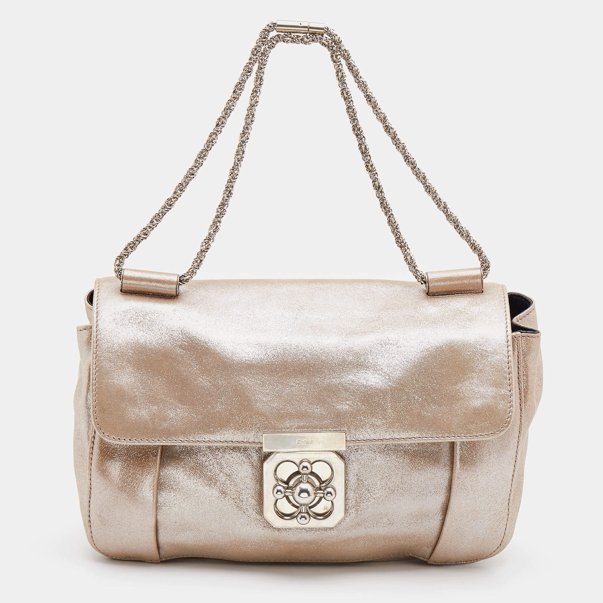 مملوكة مسبقًا Chloe Metallic Suede Faye Flap Shoulder Bag