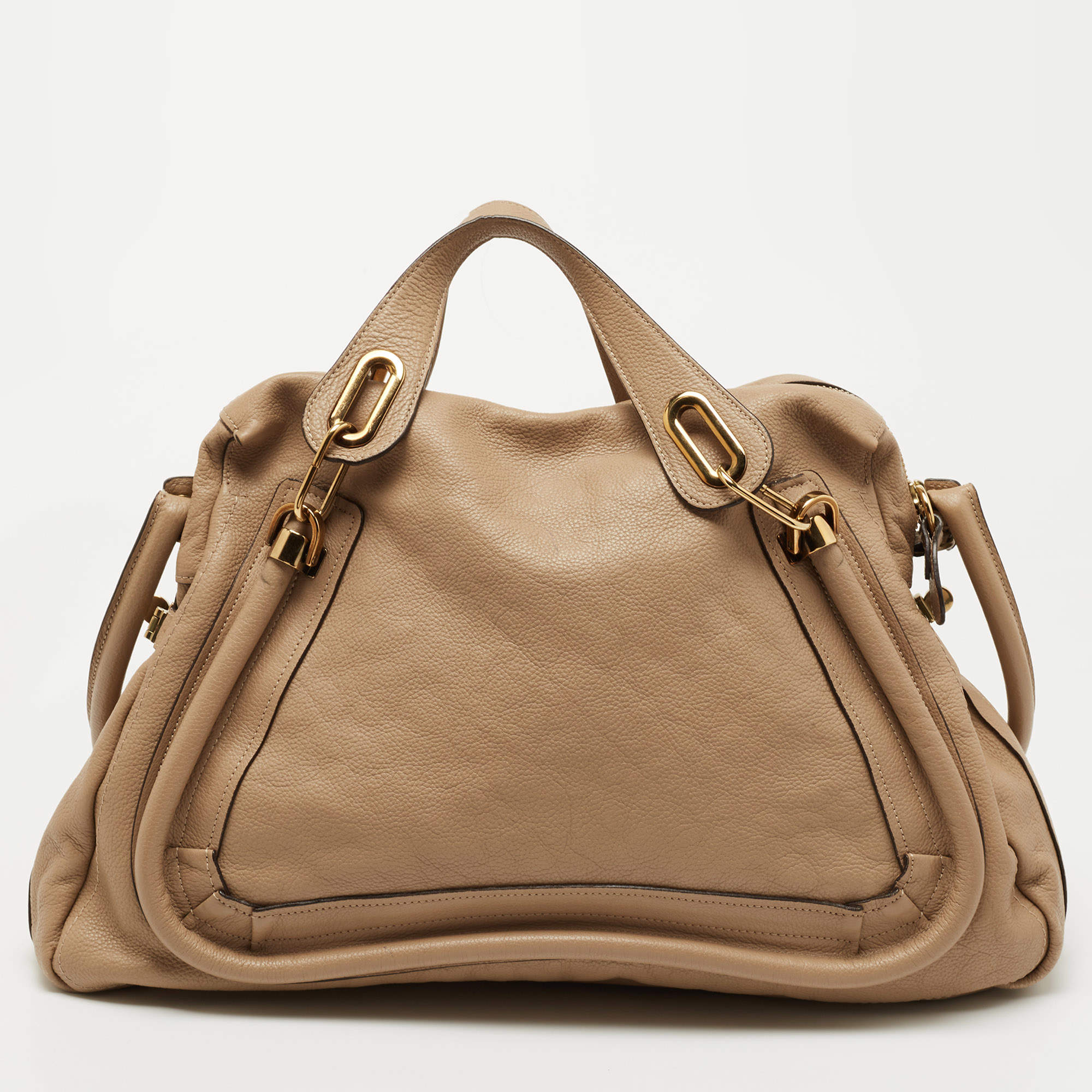 Pre Owned Chloe Beige Leather Large Paraty Satchel