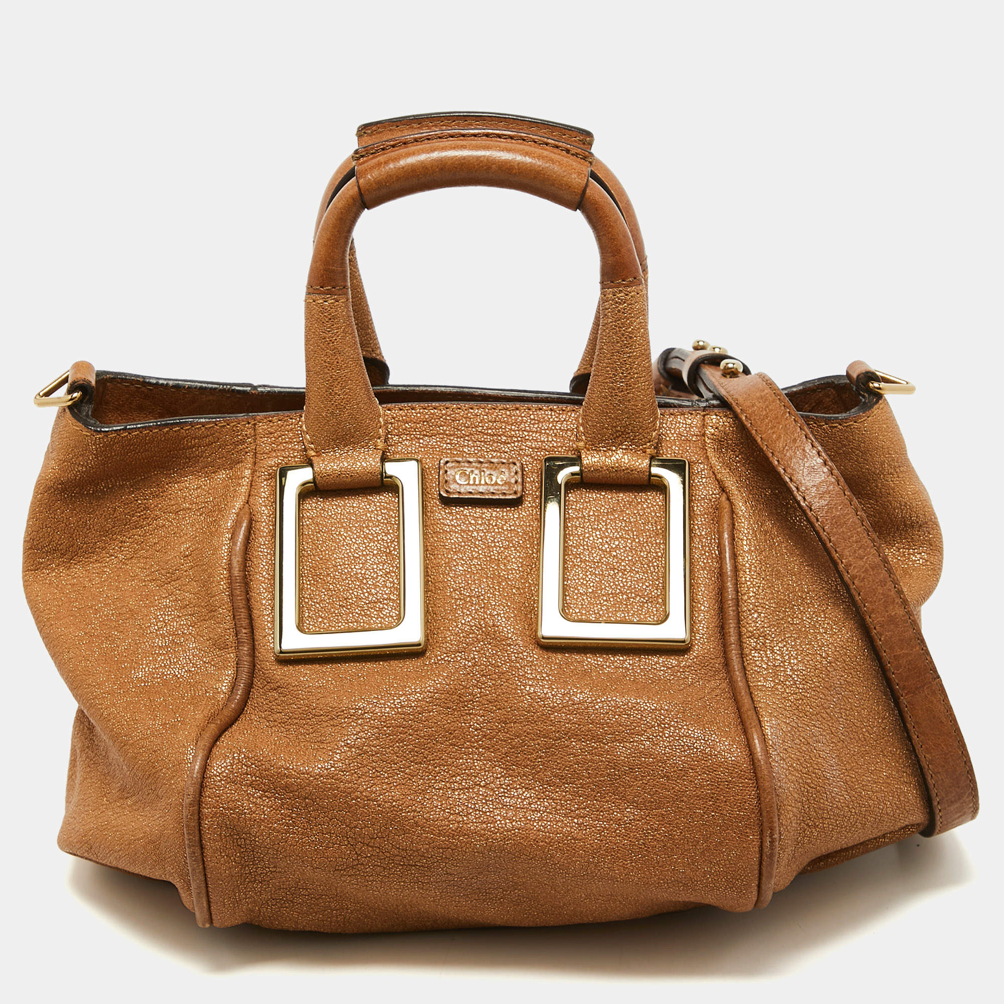 Pre Owned Chloe Bronze Leather Ethel Satchel
