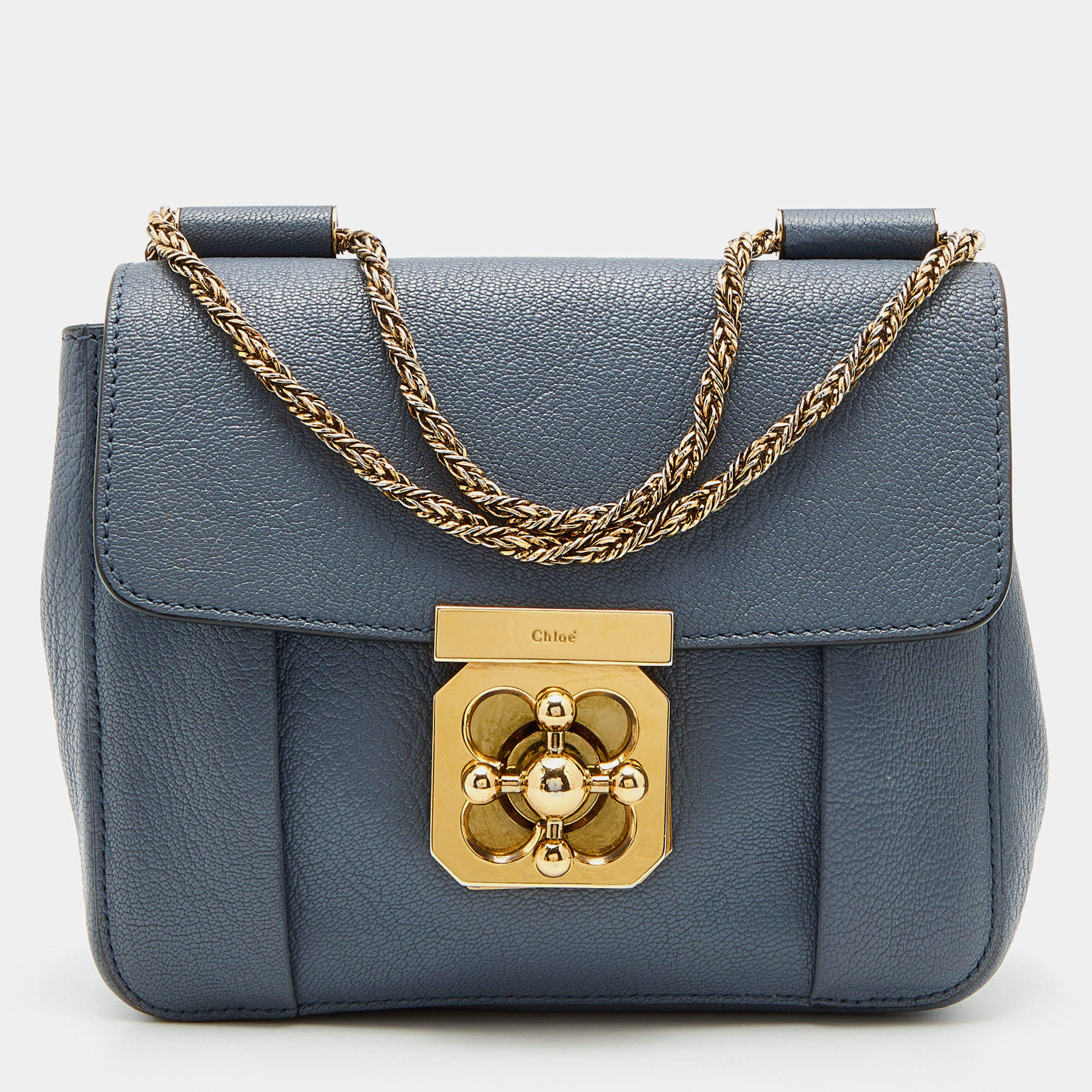 مملوكة مسبقًا Chloé Grey Leather Small Elsie Shoulder Bag