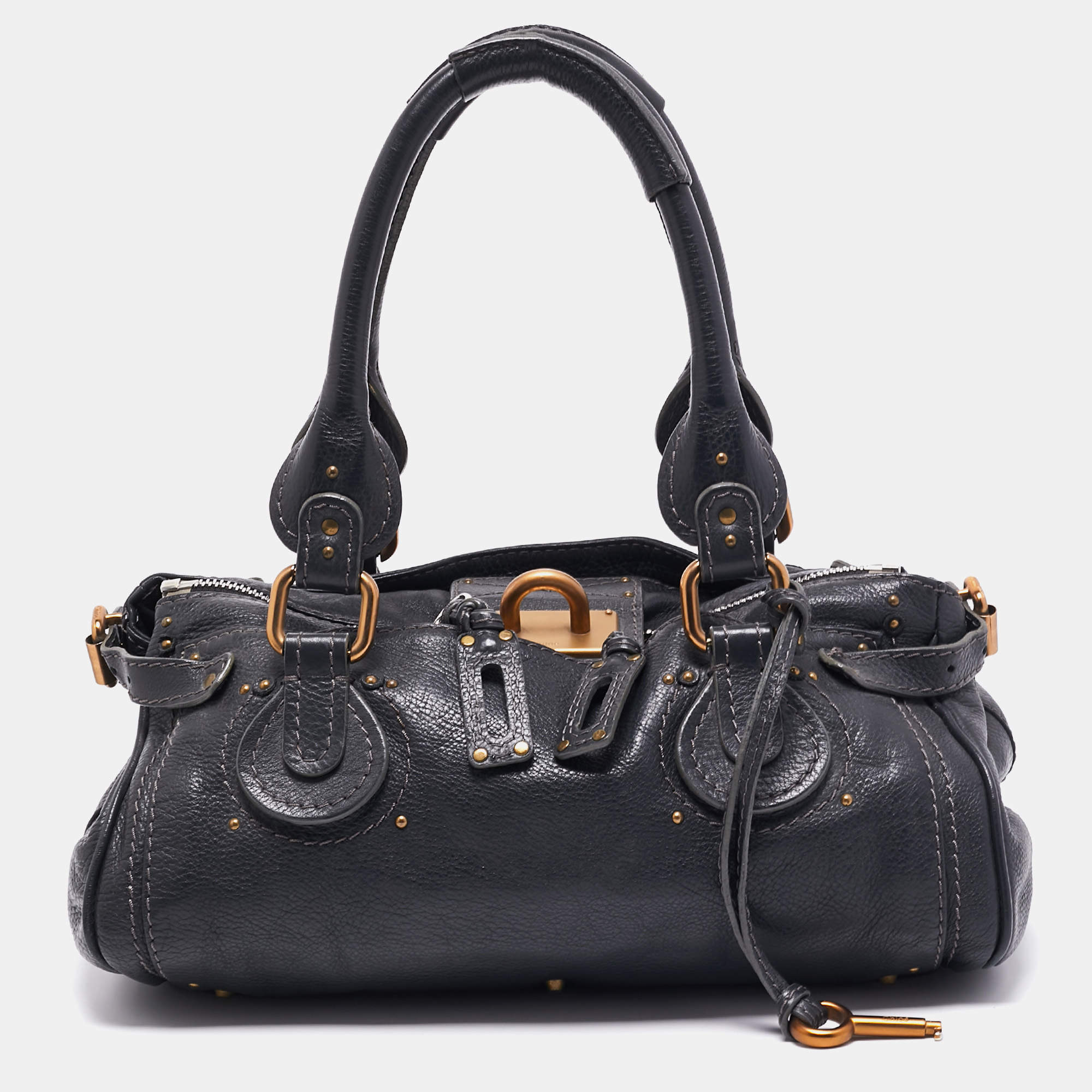 Pre Owned Chloe Navy Blue Leather Medium Paddington Satchel