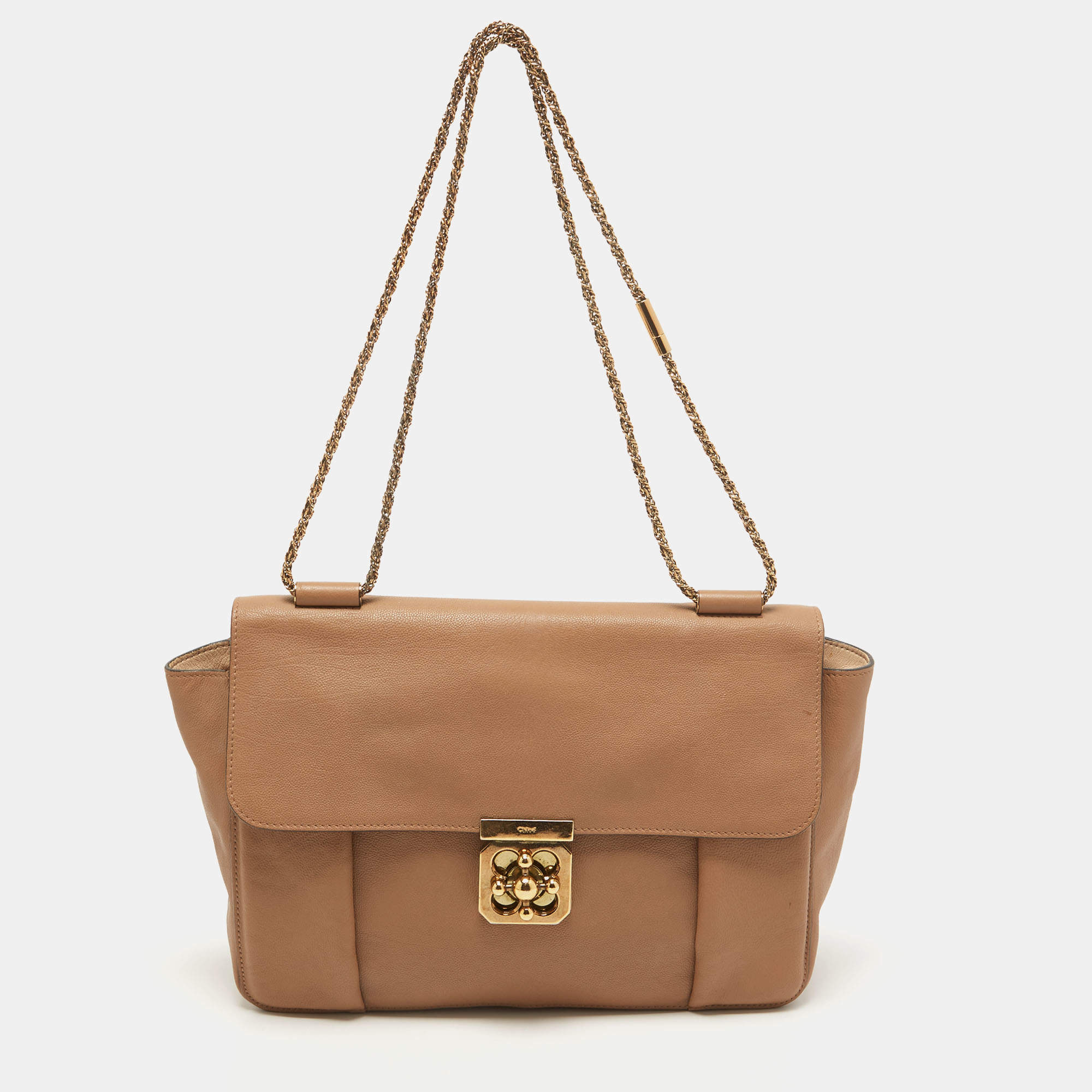 Pre Owned Chloe Brown Leather Large Elsie Shoulder Bag