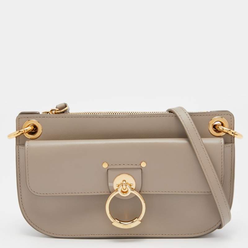 Pre Owned Chloe Grey Leather Tess Crossbody Bag