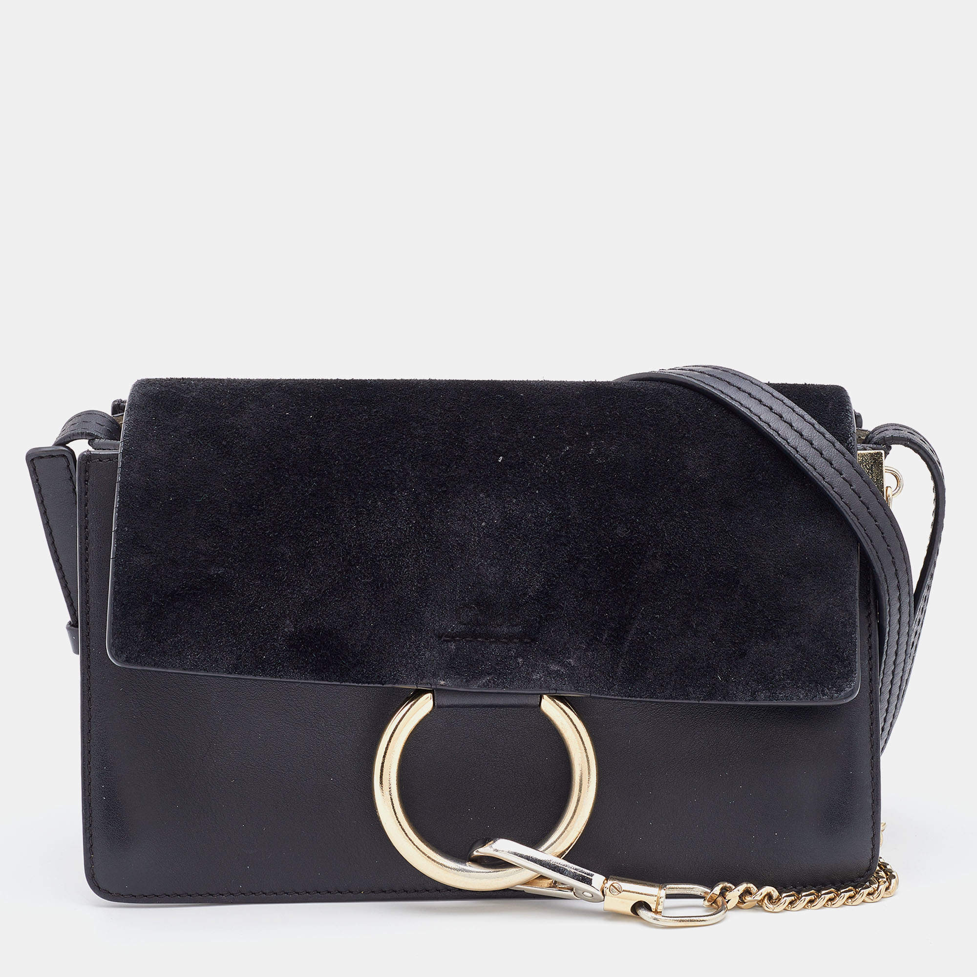 Chloe Cloudy Blue Leather and Suede Small Faye Bracelet Bag - Yoogi's Closet