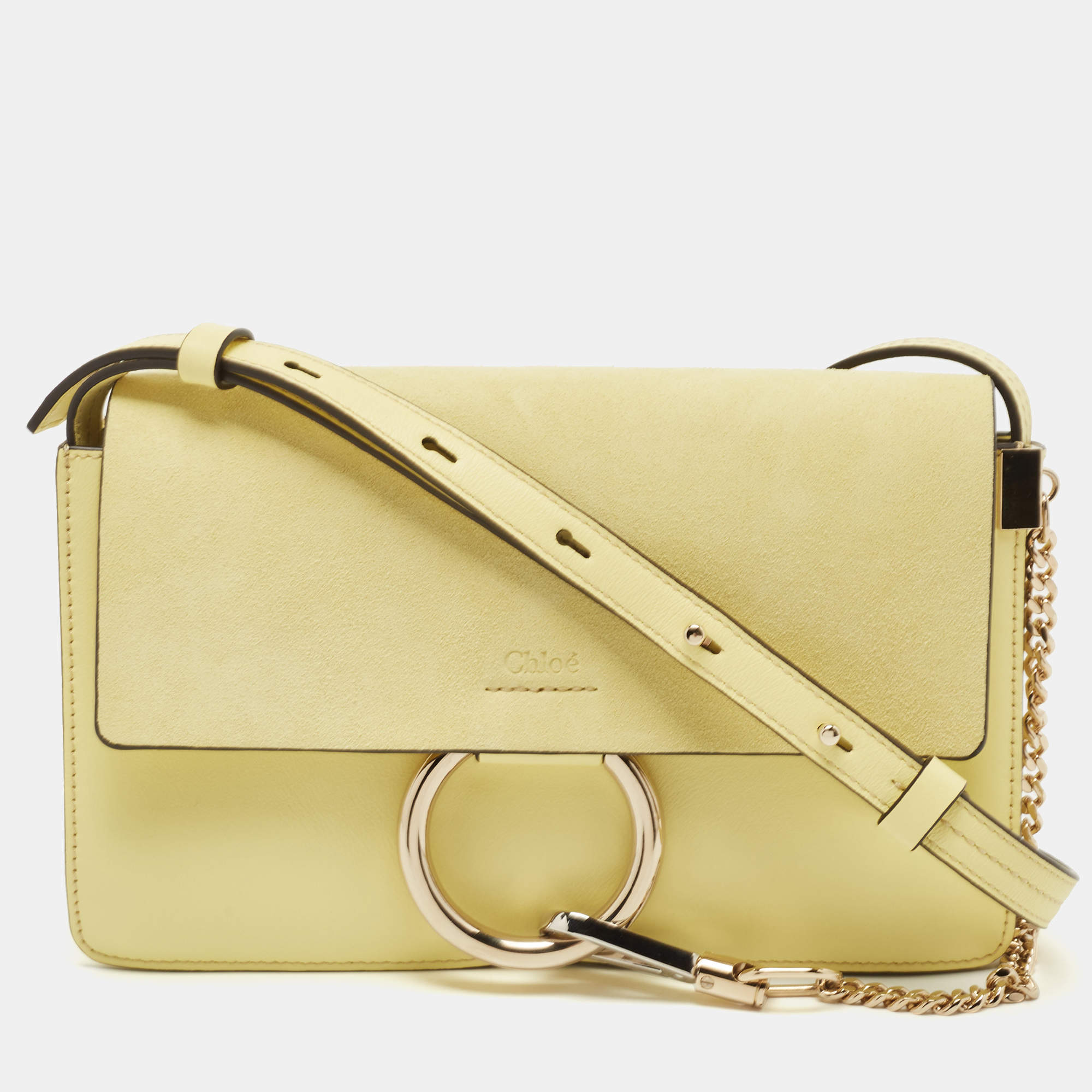 Chloe Yellow Leather and Suede Small Faye Shoulder Bag Chloe