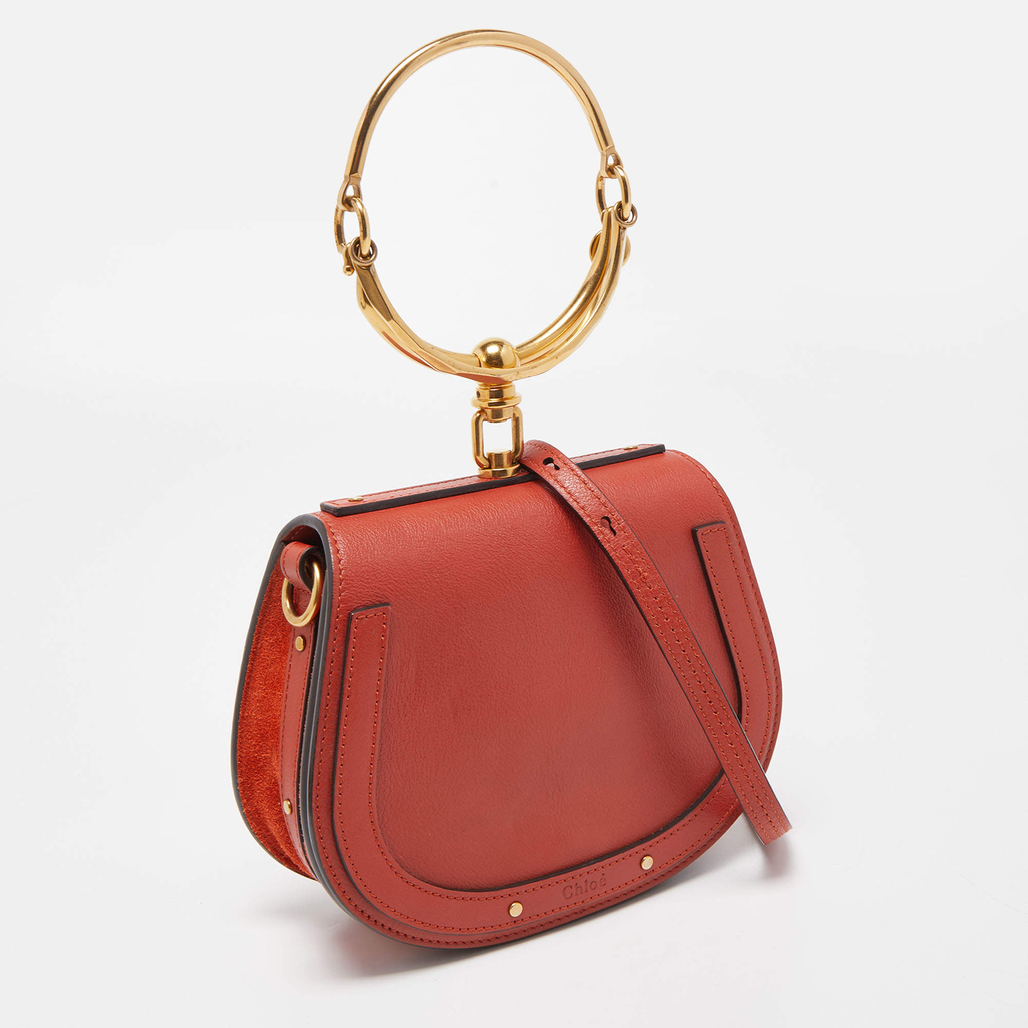 Chloe Red Leather Medium Nile Bracelet Shoulder Bag Chloe