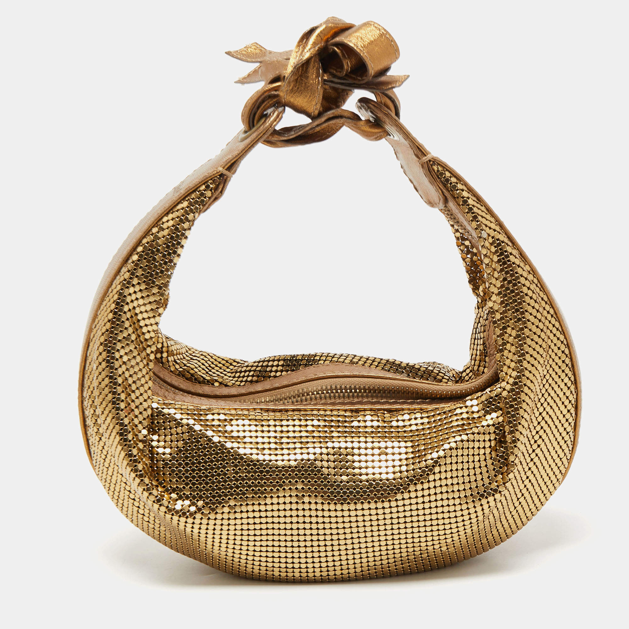 Chloe Gold Leather and Chainmail Mini Hobo