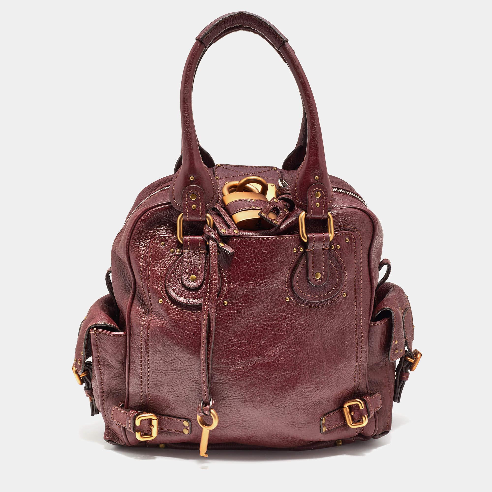 Pre Owned Chloé Burgundy Leather Paddington Satchel