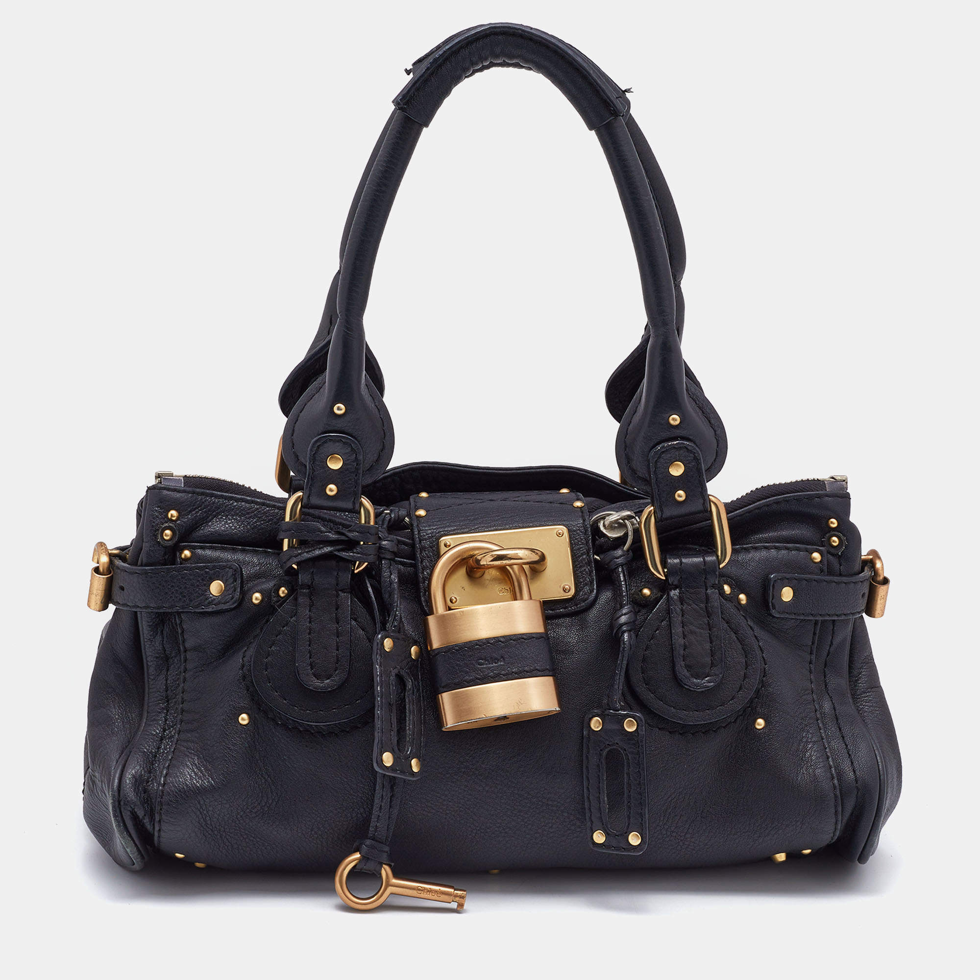 Pre Owned Chloe Black Leather Medium Paddington Satchel