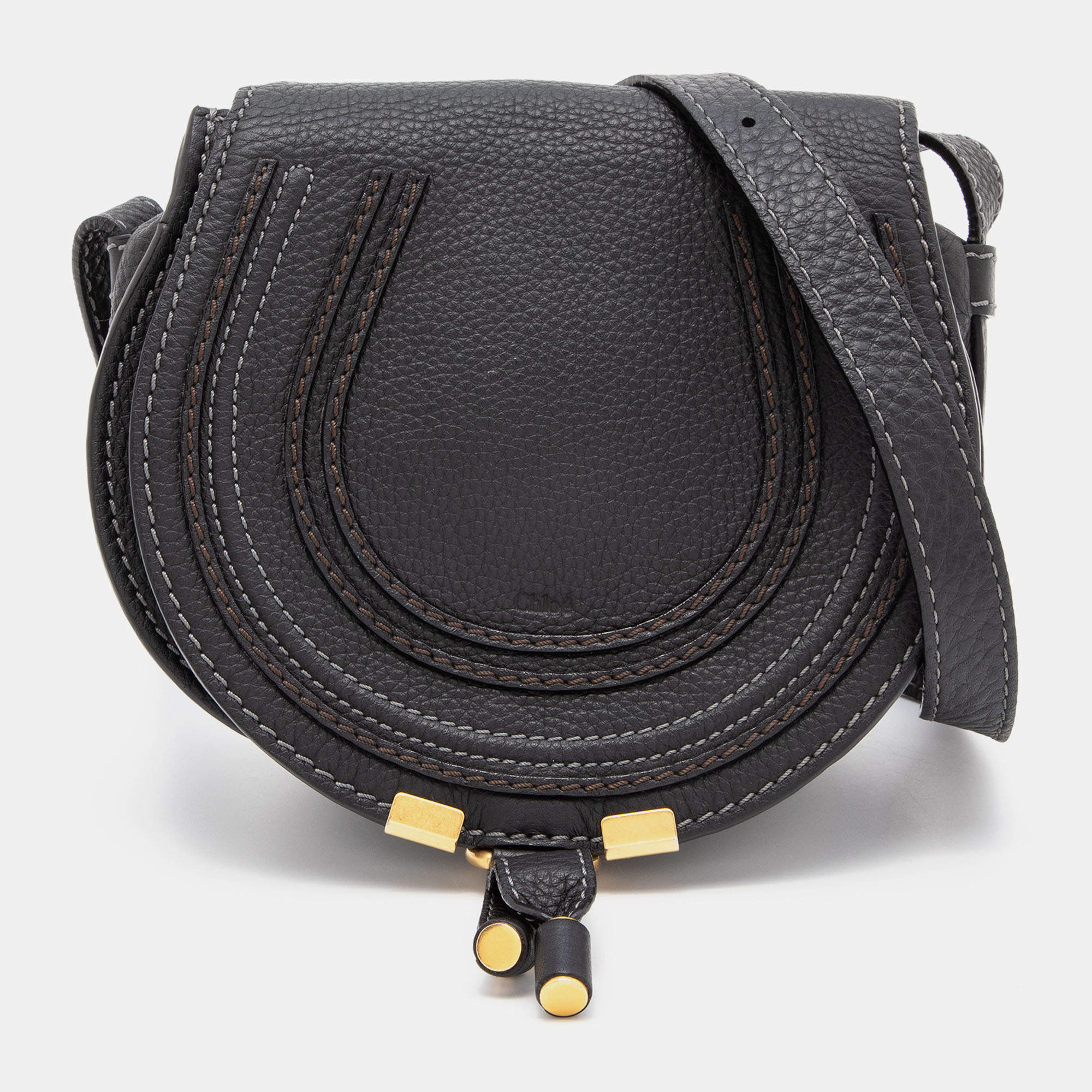 Chloe Black Leather Mini Marcie Crossbody Bag
