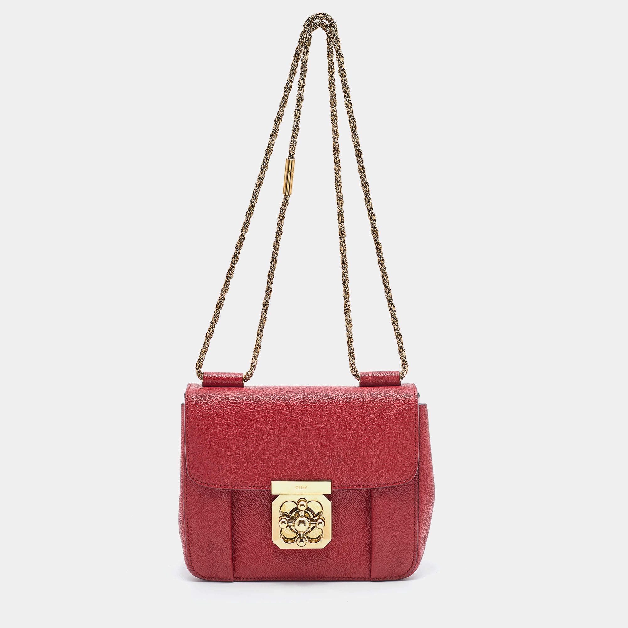 Pre Owned Chloé Red Leather Small Elsie Shoulder Bag