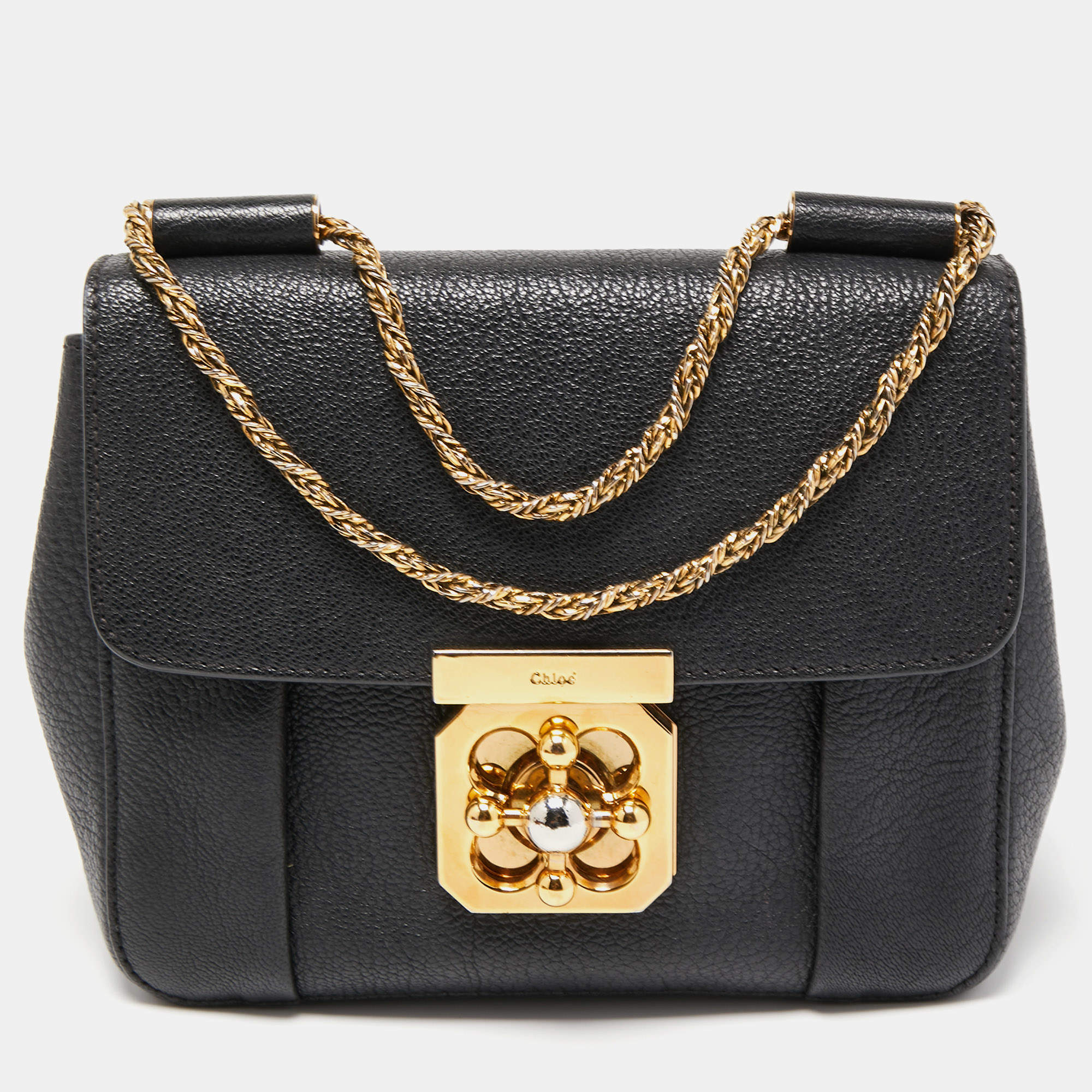 Pre Owned Chloe Black Leather Small Elsie Shoulder Bag