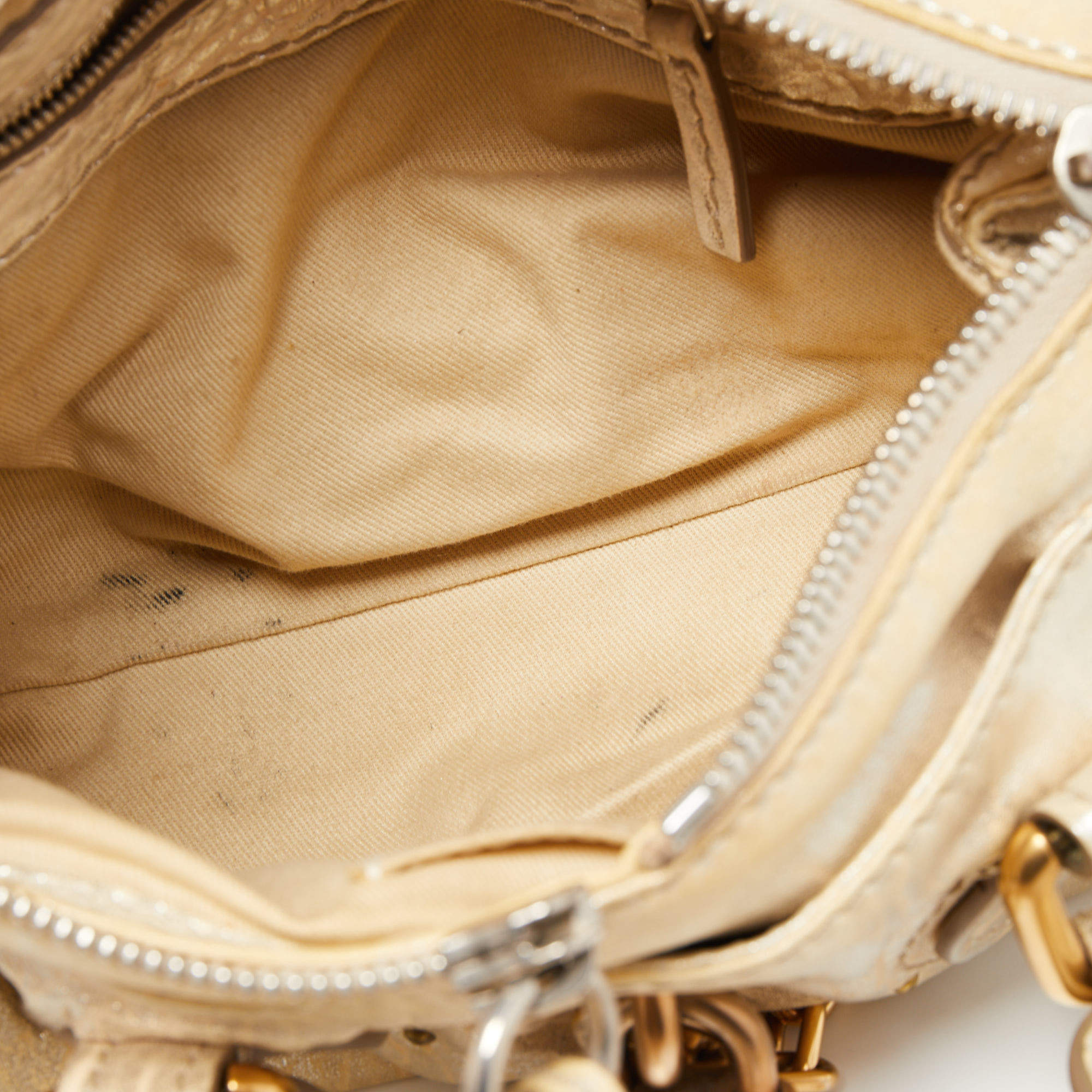 Chloe Cream/Silver Shimmer Leather Mini Paddington Satchel Chloe Cream/Silver Shimmer Leather Mini Paddington Satchel