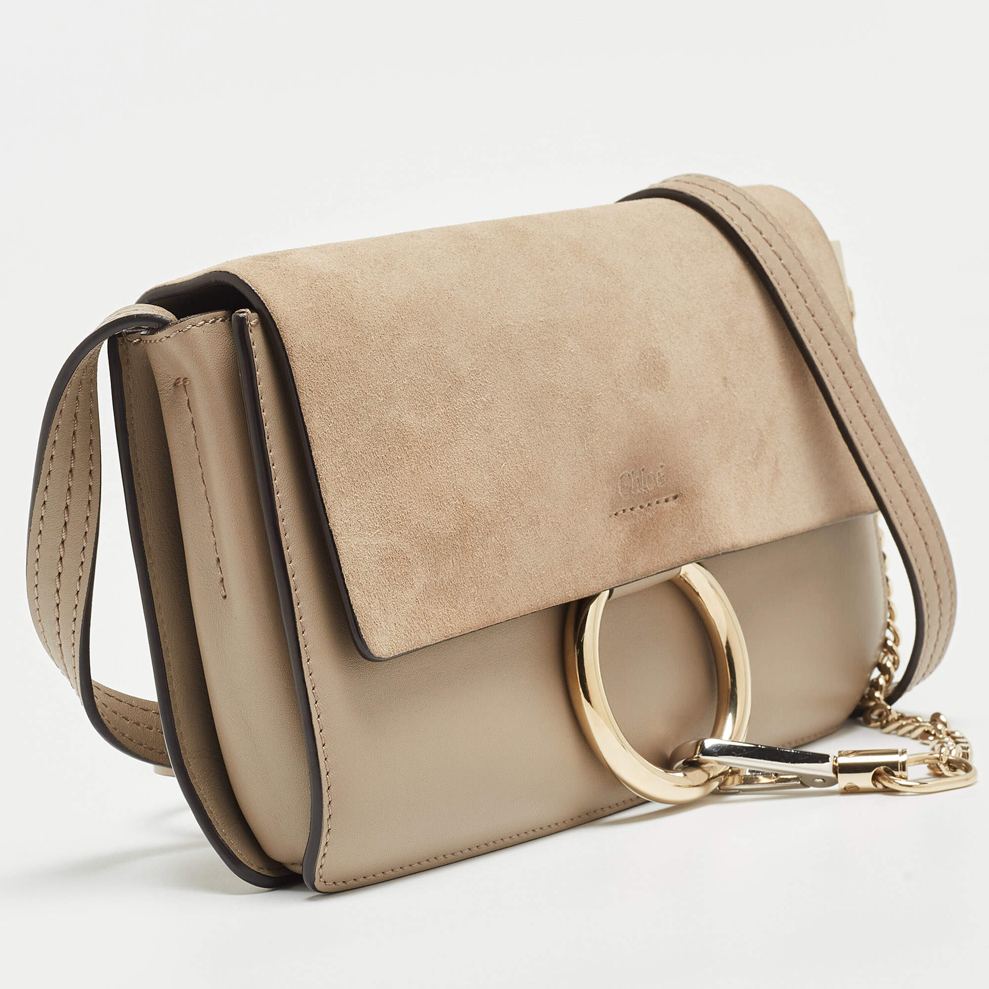 Chloe White/Brown Leather Colorblock Faye Small Shoulder Bag - Yoogi's  Closet