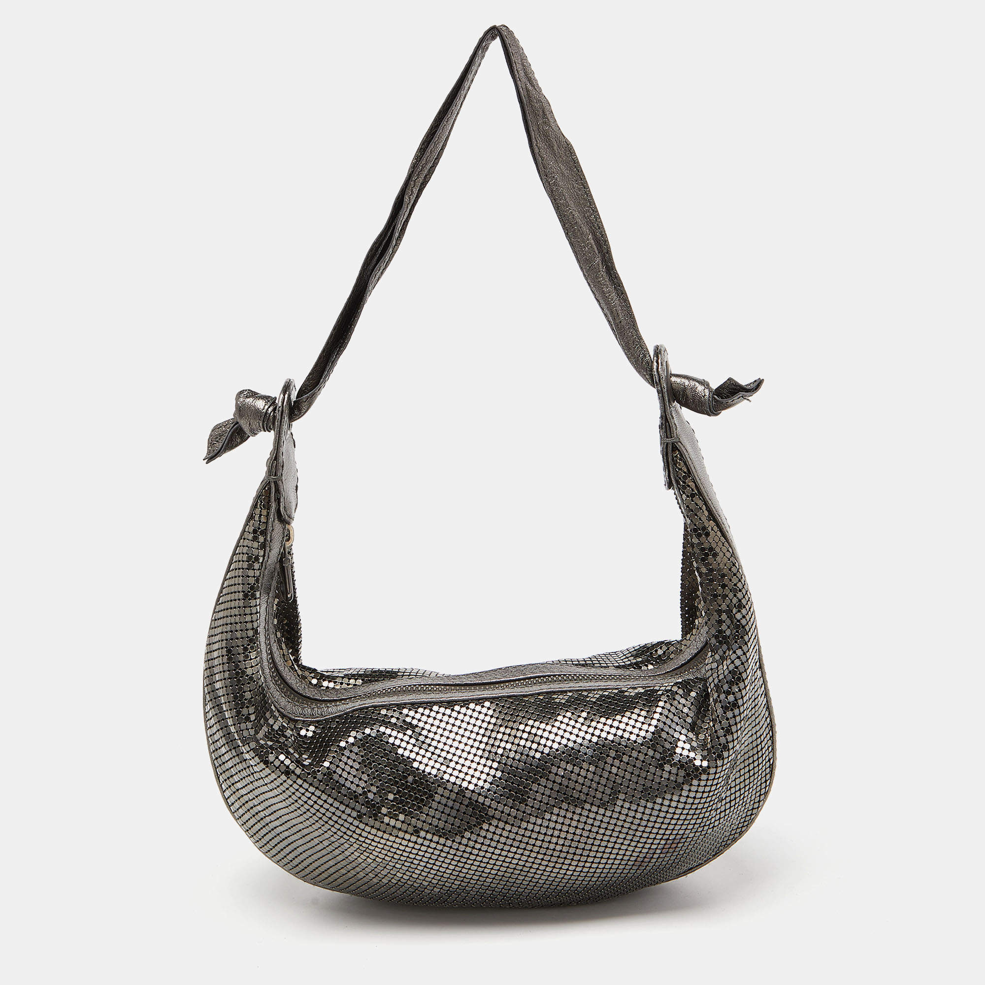 Chloe Silver Metal Mesh and Leather Chainmail Hobo